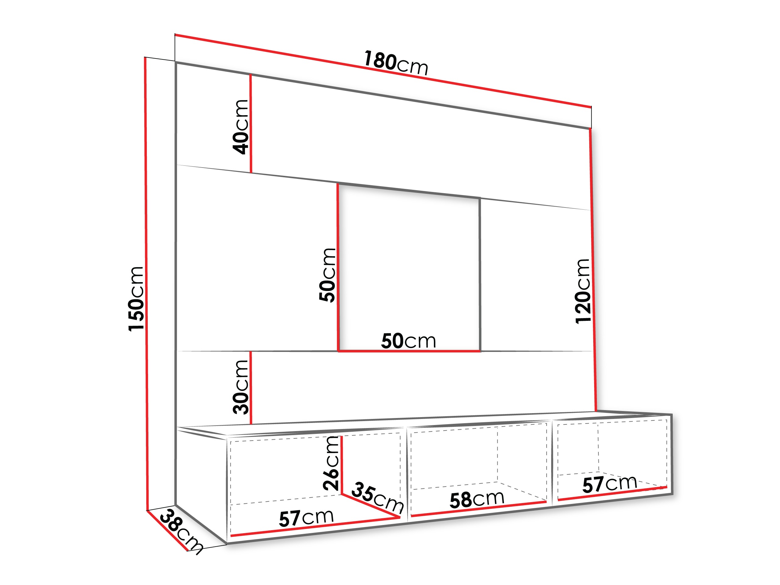 Parete attrezzata Comfivo Salix (Beige + Quercia)