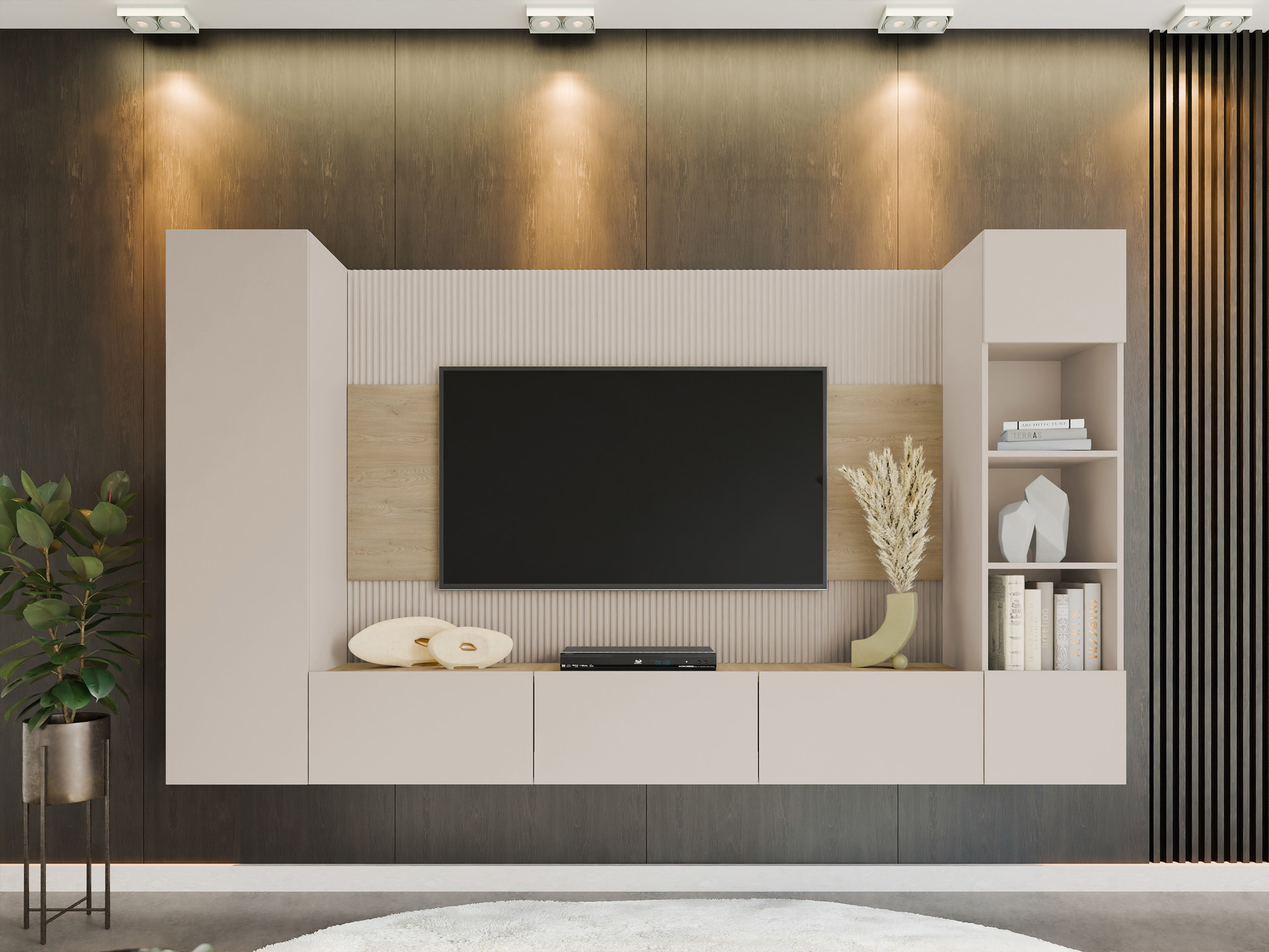 Parete attrezzata Comfivo Salix IV (Beige + Quercia)