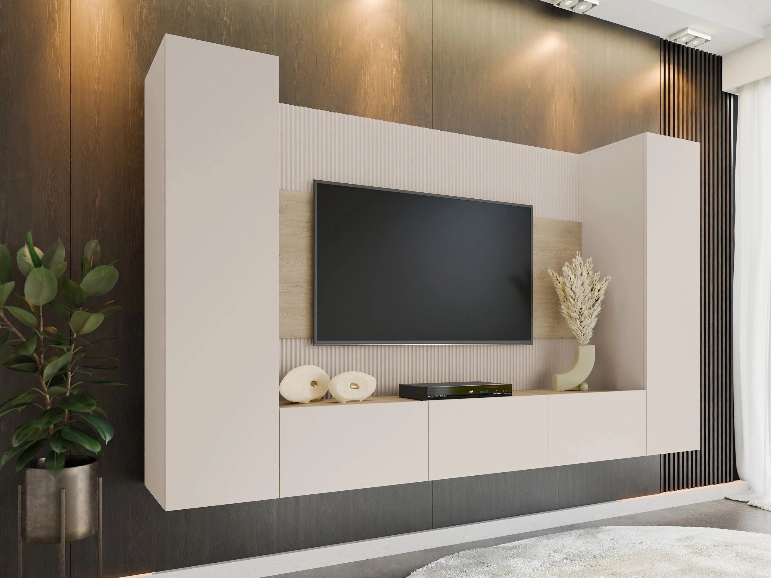 Parete attrezzata Comfivo Salix V (Beige + Quercia)