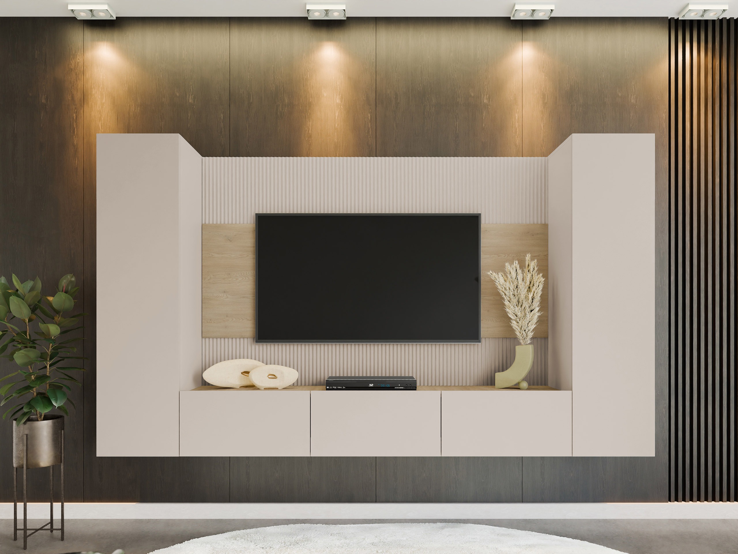 Parete attrezzata Comfivo Salix V (Beige + Quercia)