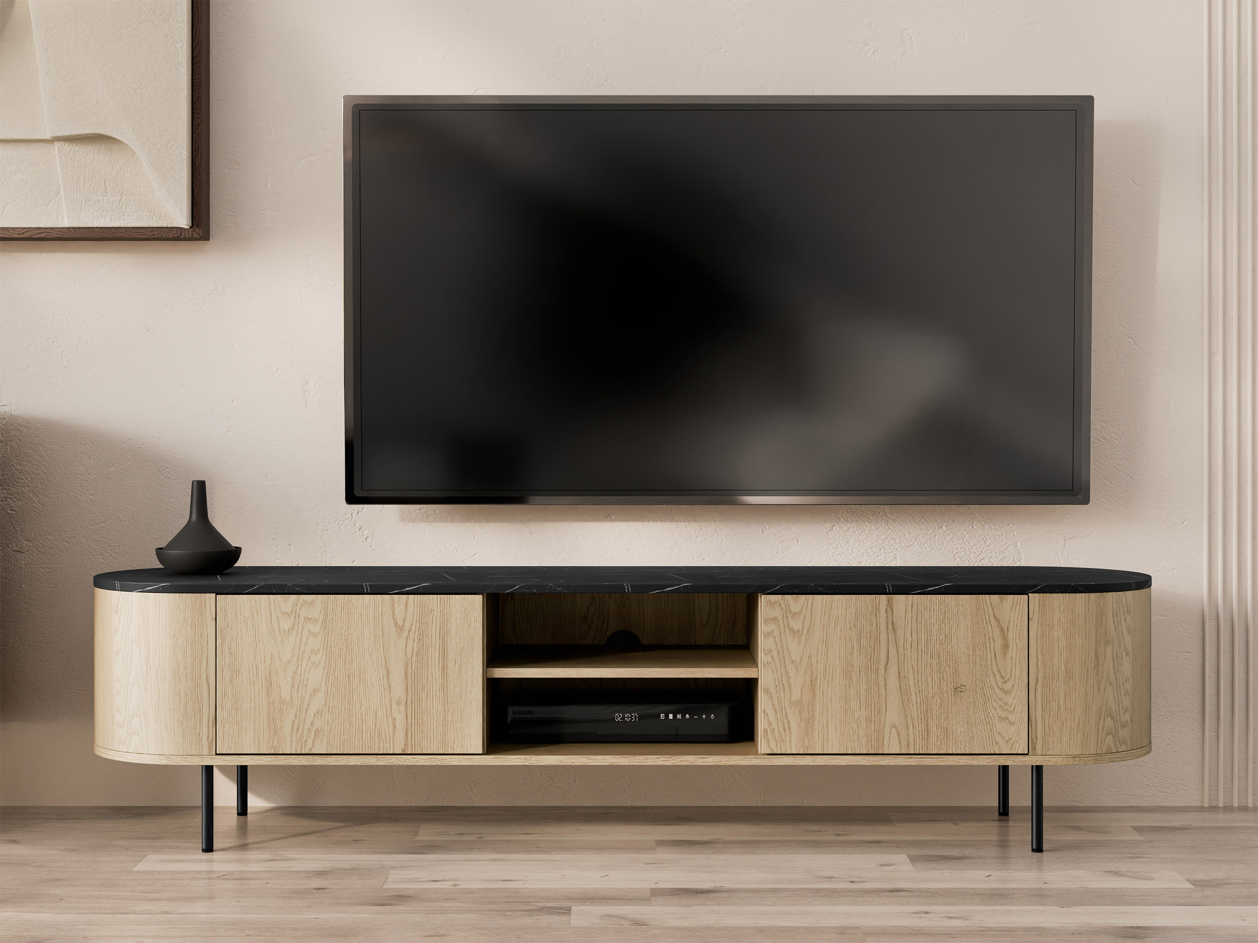 Mobile porta TV Comfivo Livtena I (Marmo nero + Nero)