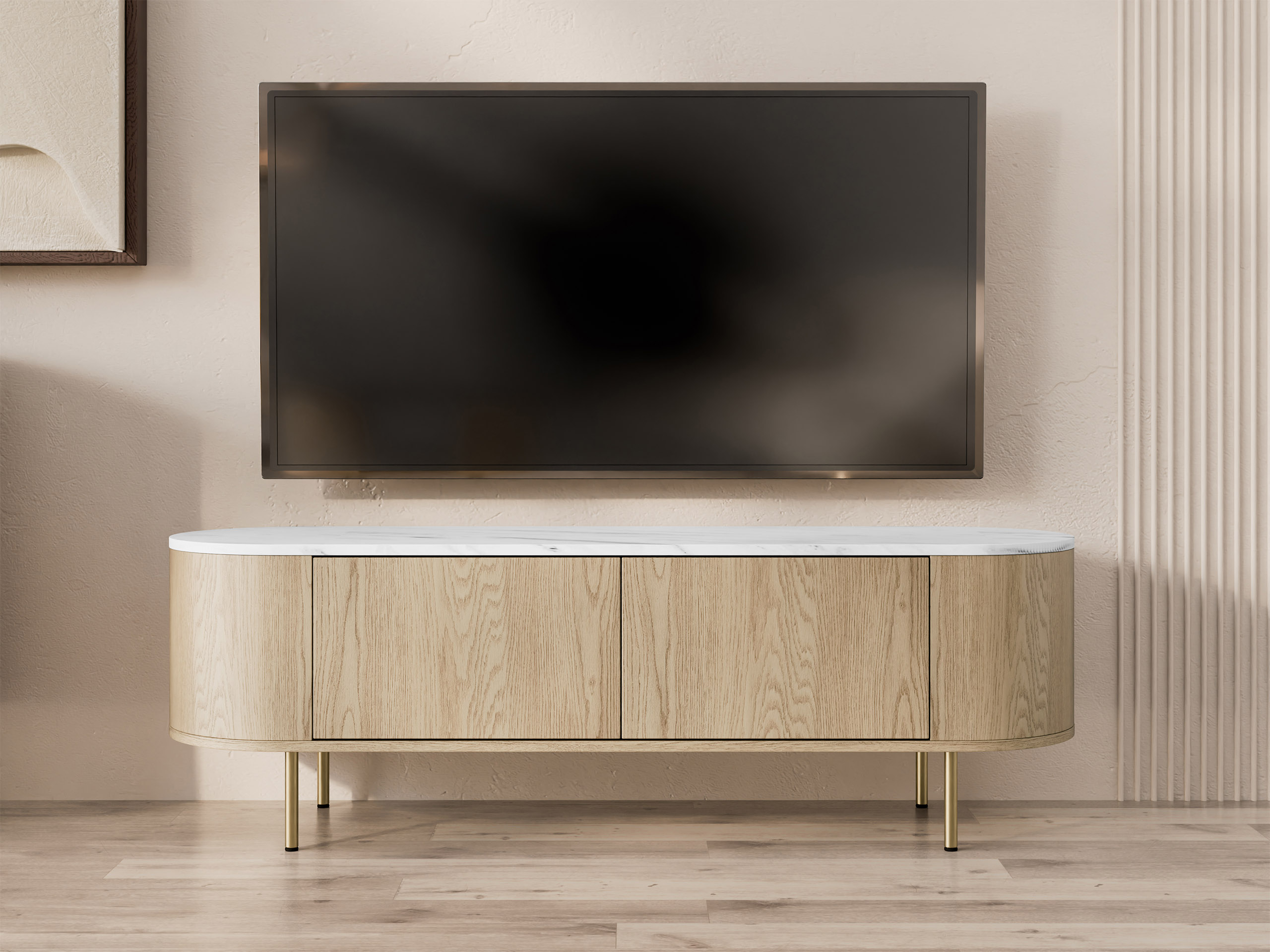 Mobile porta TV Comfivo Livtena (Marmo bianco + D'oro)