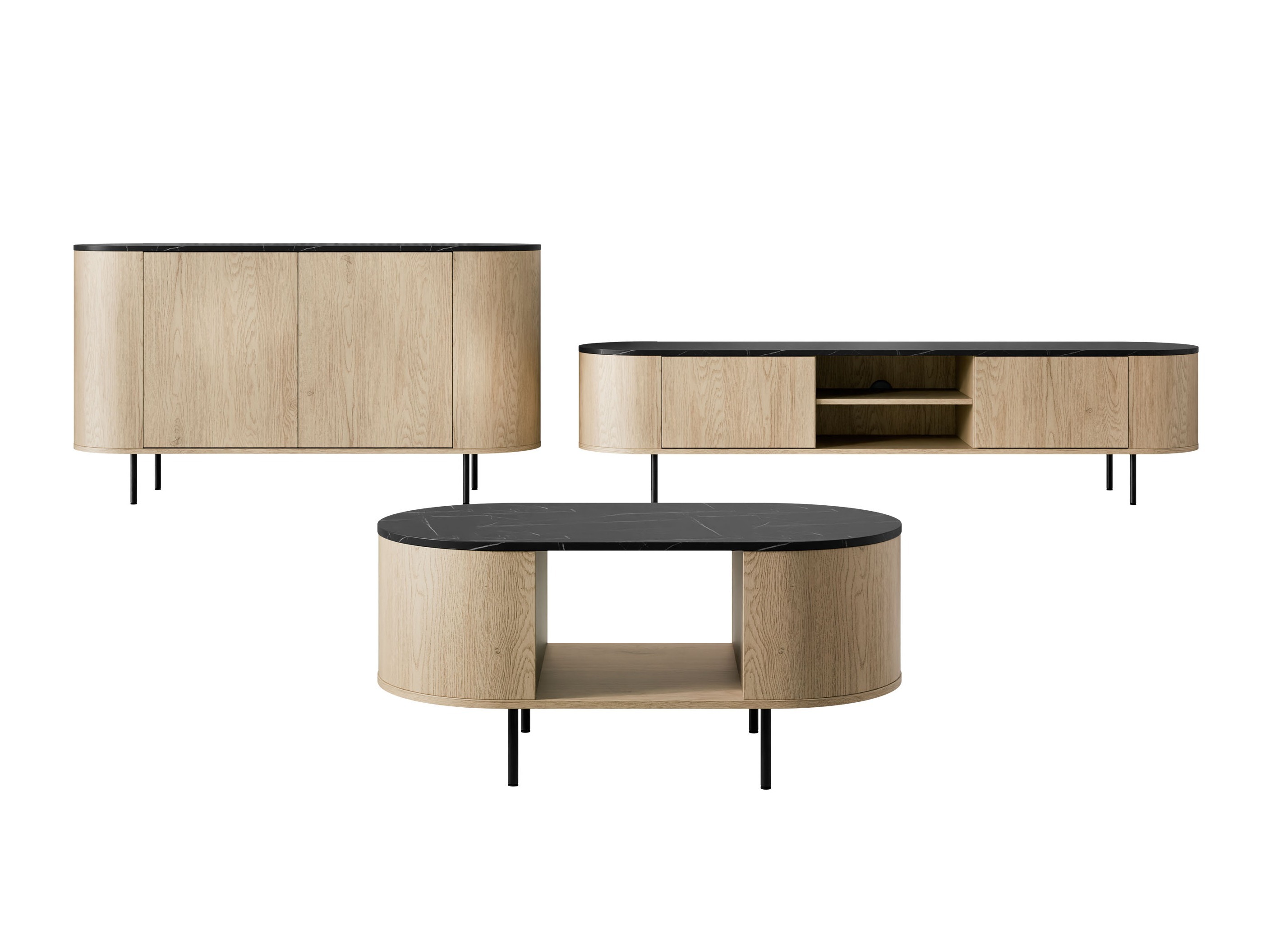 Parete attrezzata Comfivo Livtena 105 (Marmo nero + Nero)