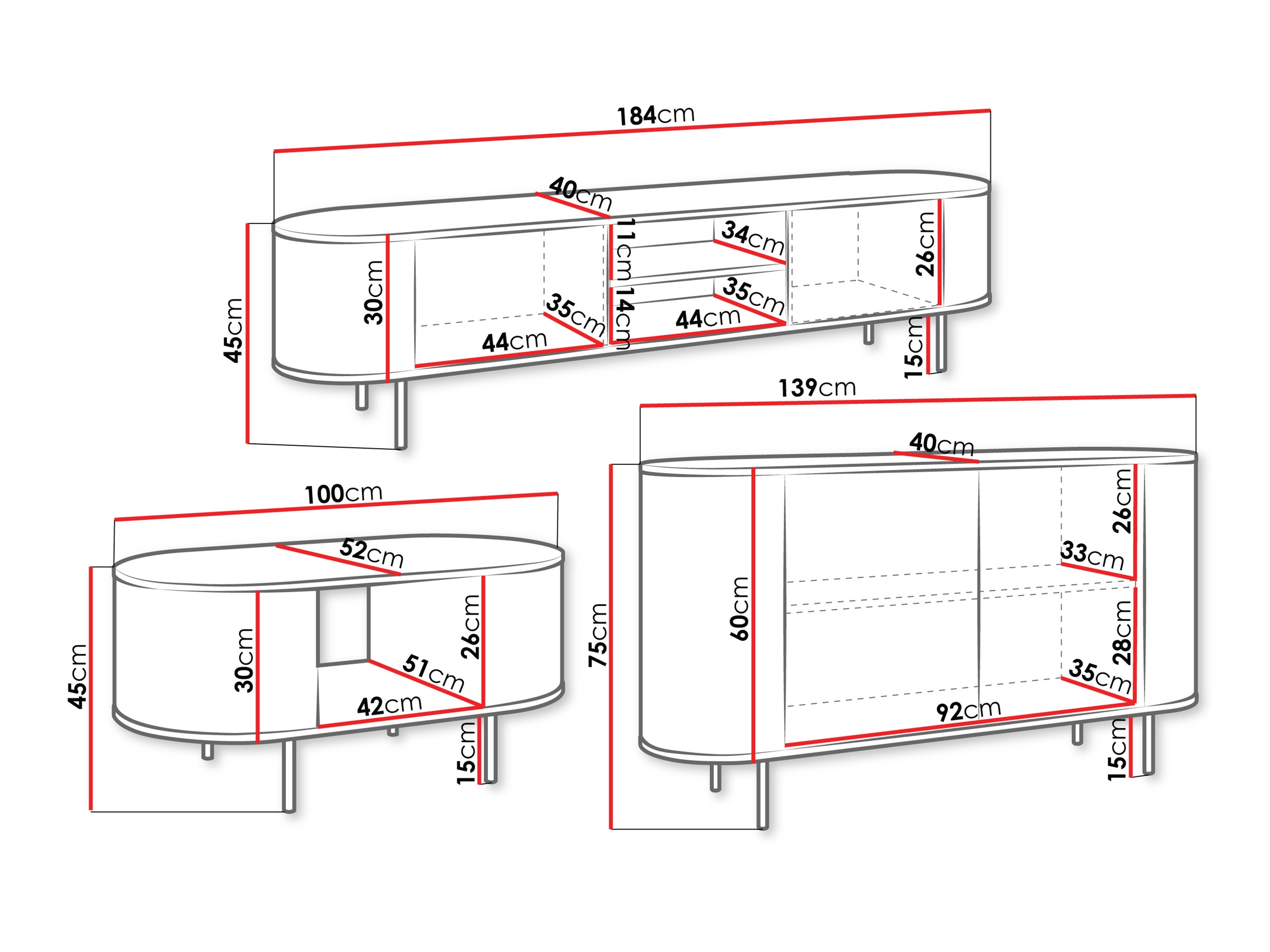 Parete attrezzata Comfivo Livtena (Marmo nero + Nero)