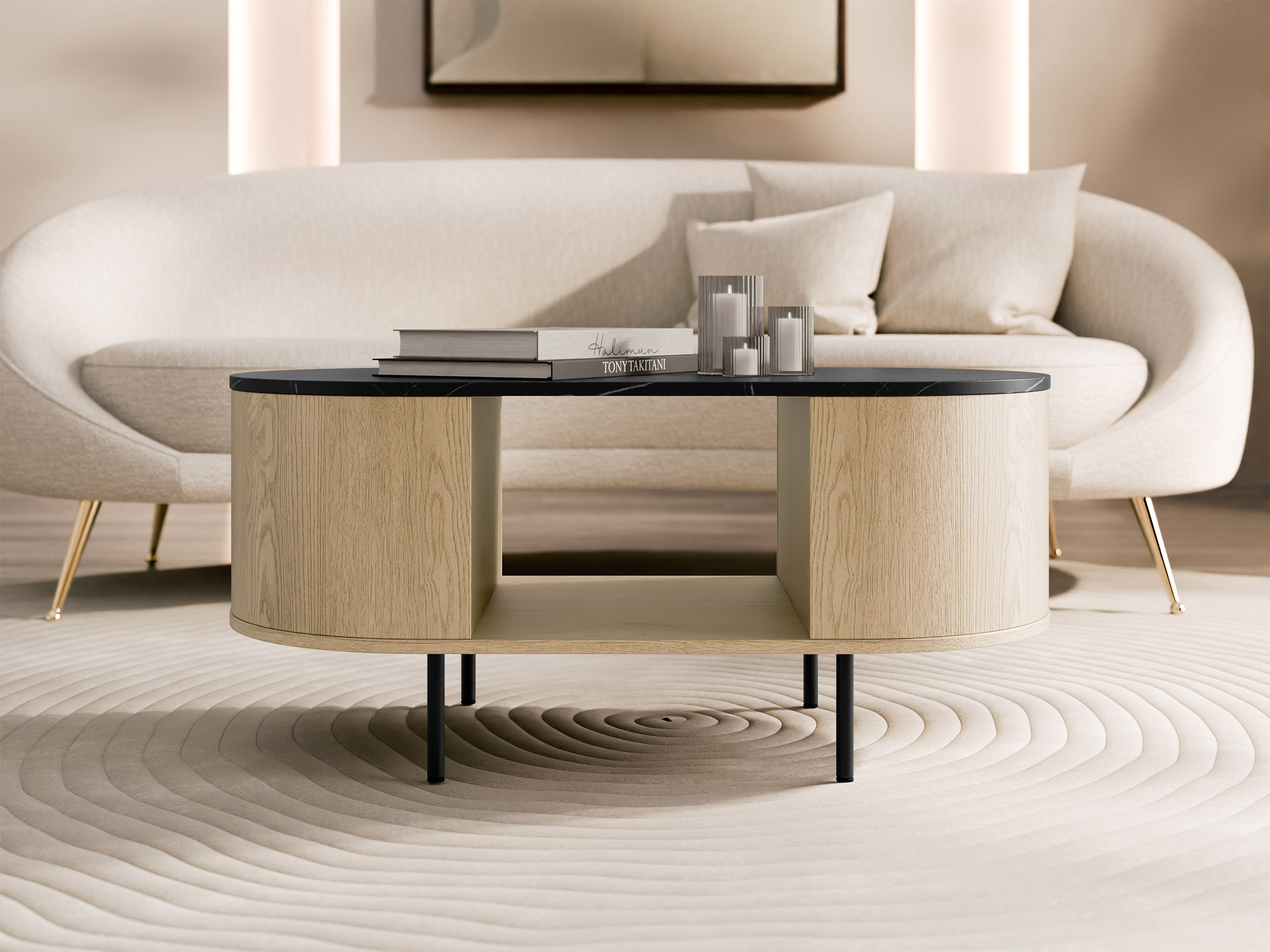 Tavolino da caffè Comfivo Livtena 104 (Marmo nero + Nero)