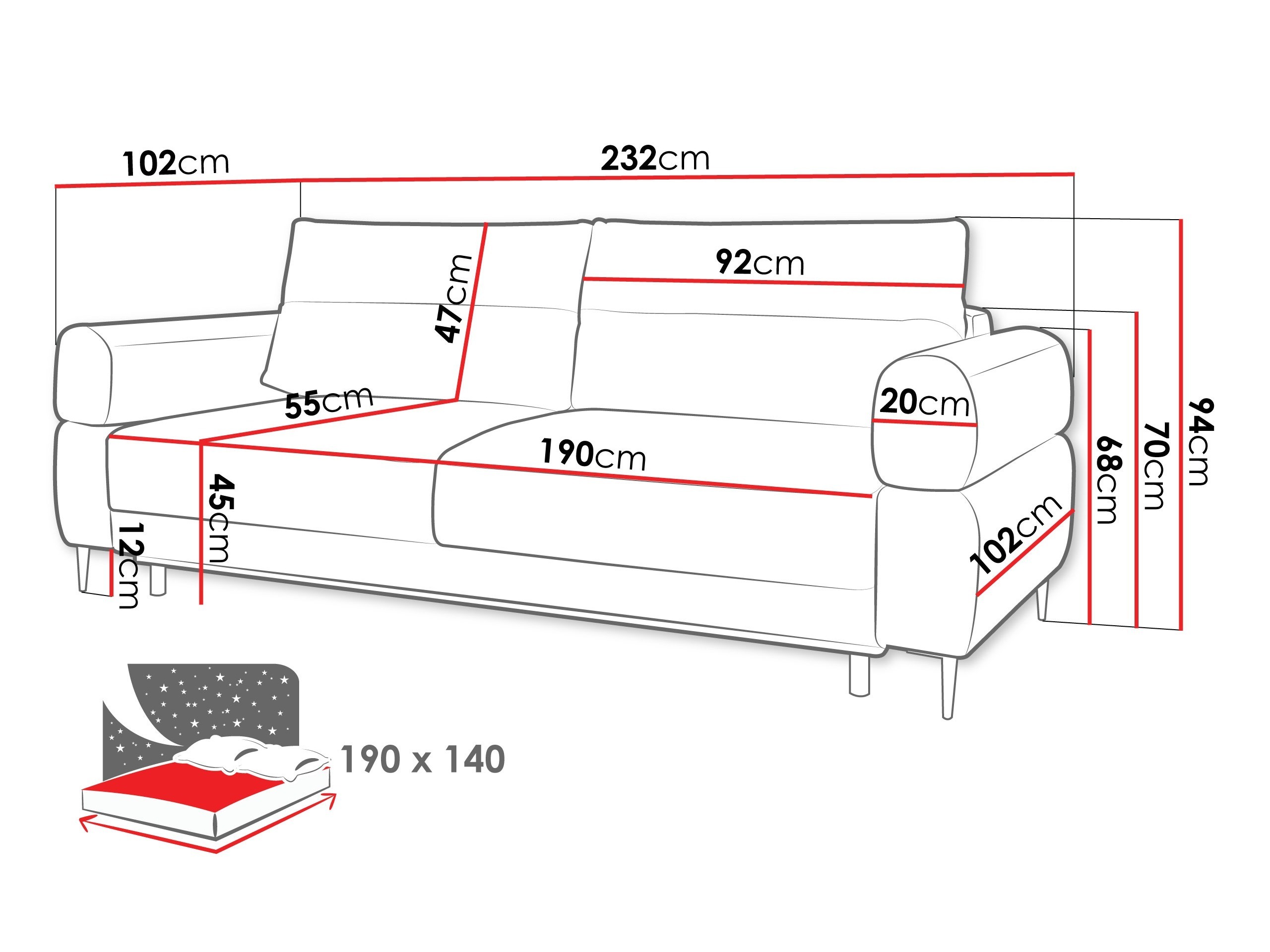 Divano letto ComfiDream Celel (Blur 19)