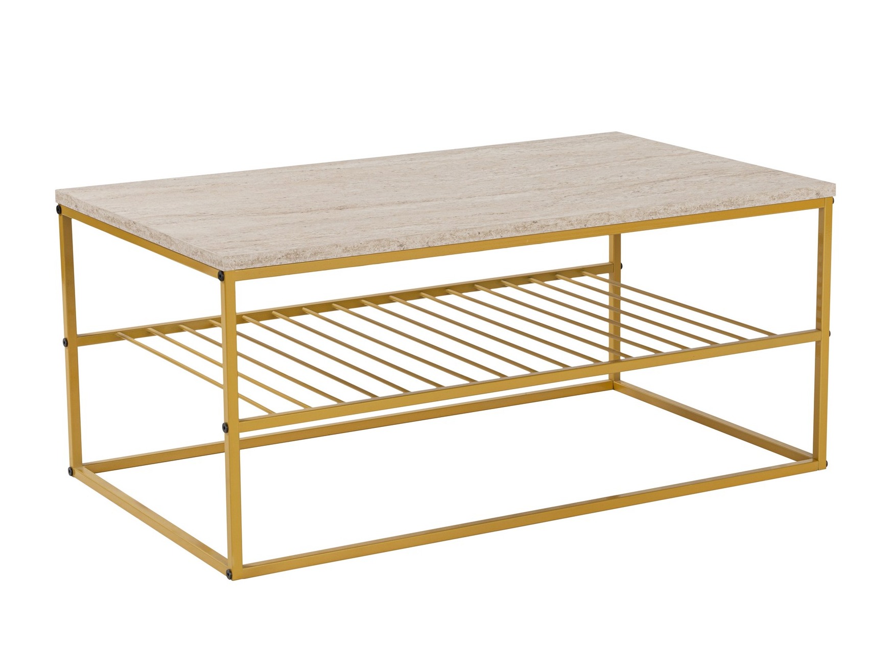 Moderno Tavolo Da Caffè Rustico, Travertino, 80 X 40 X 40 X 40 Cm, Realizzato In 100% Melamina, Spessore