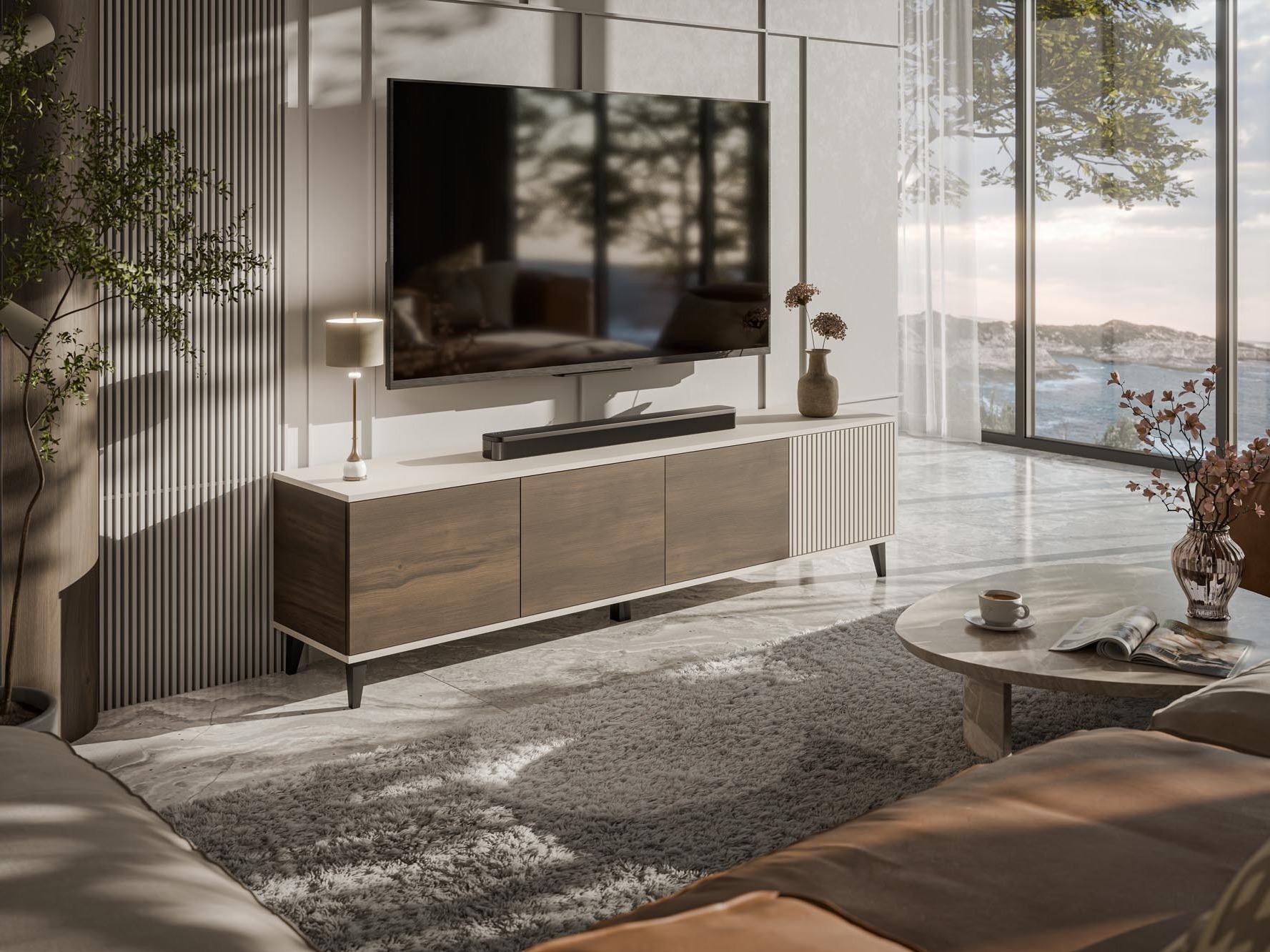 Mobile porta TV Luelia 114 (Noce + Cachemire)