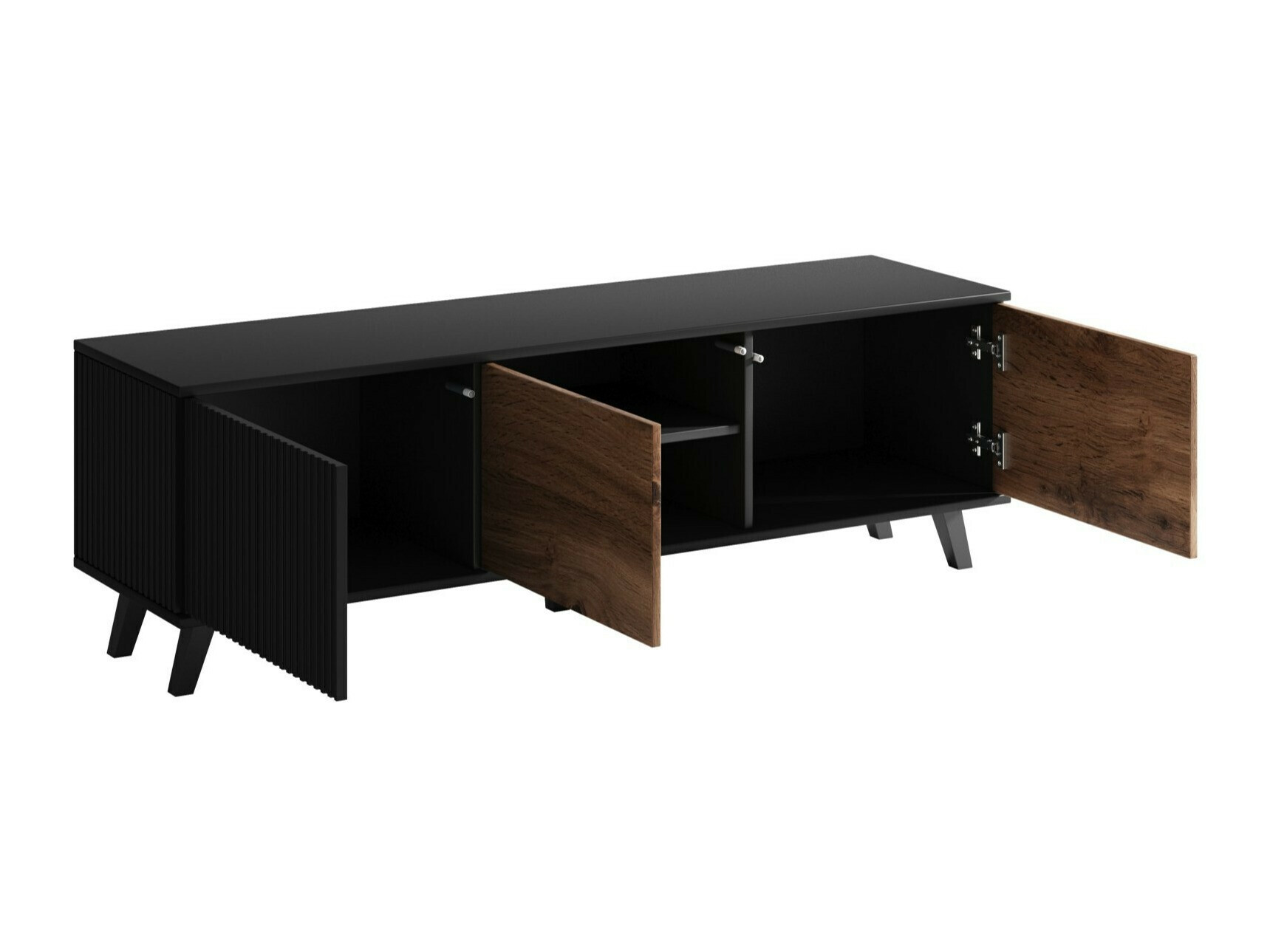 Parete attrezzata Luelia 108 (Nero + Quercia di Wotan)