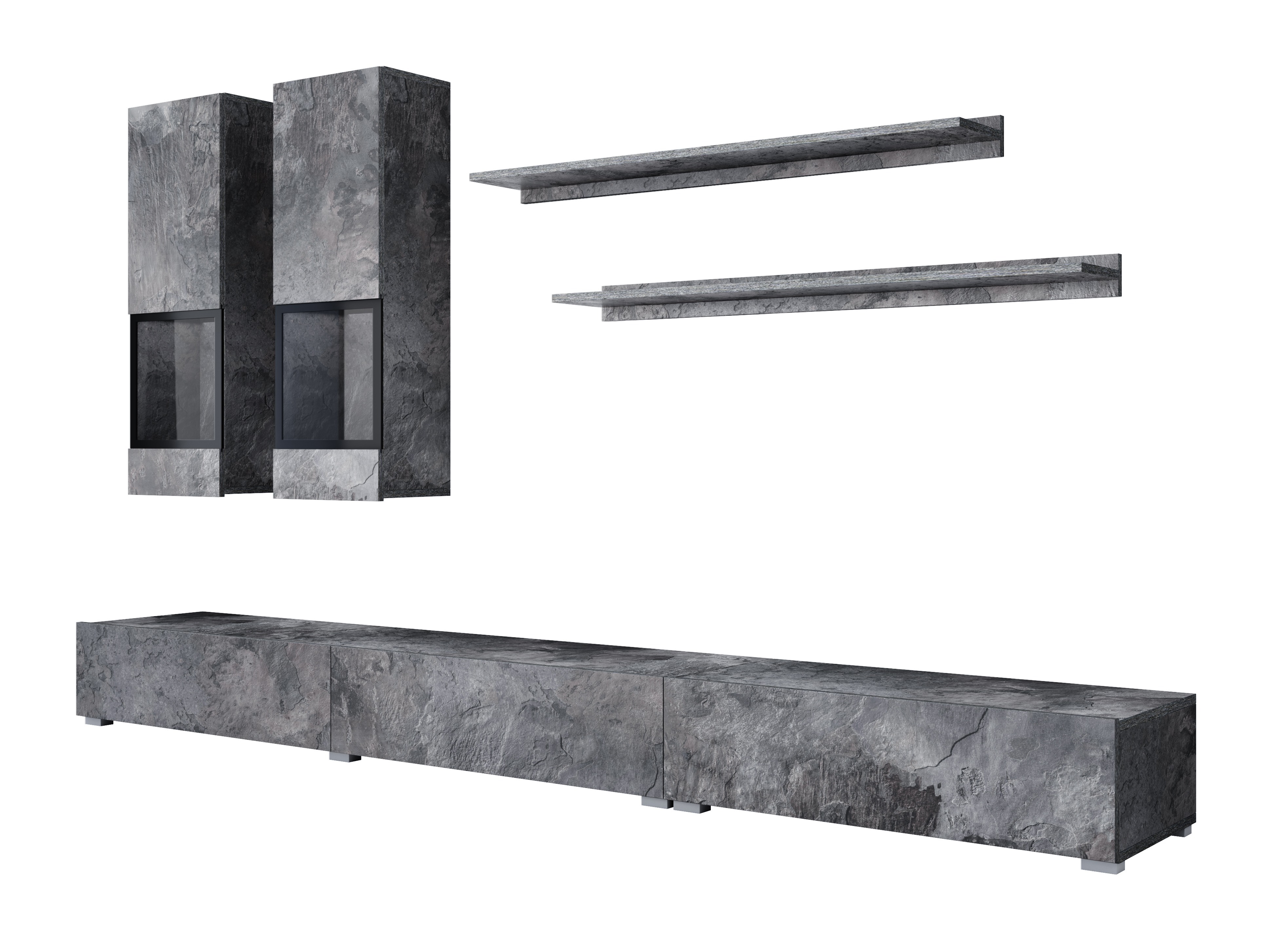 Parete attrezzata Serodeu 100 (Cemento scuro)