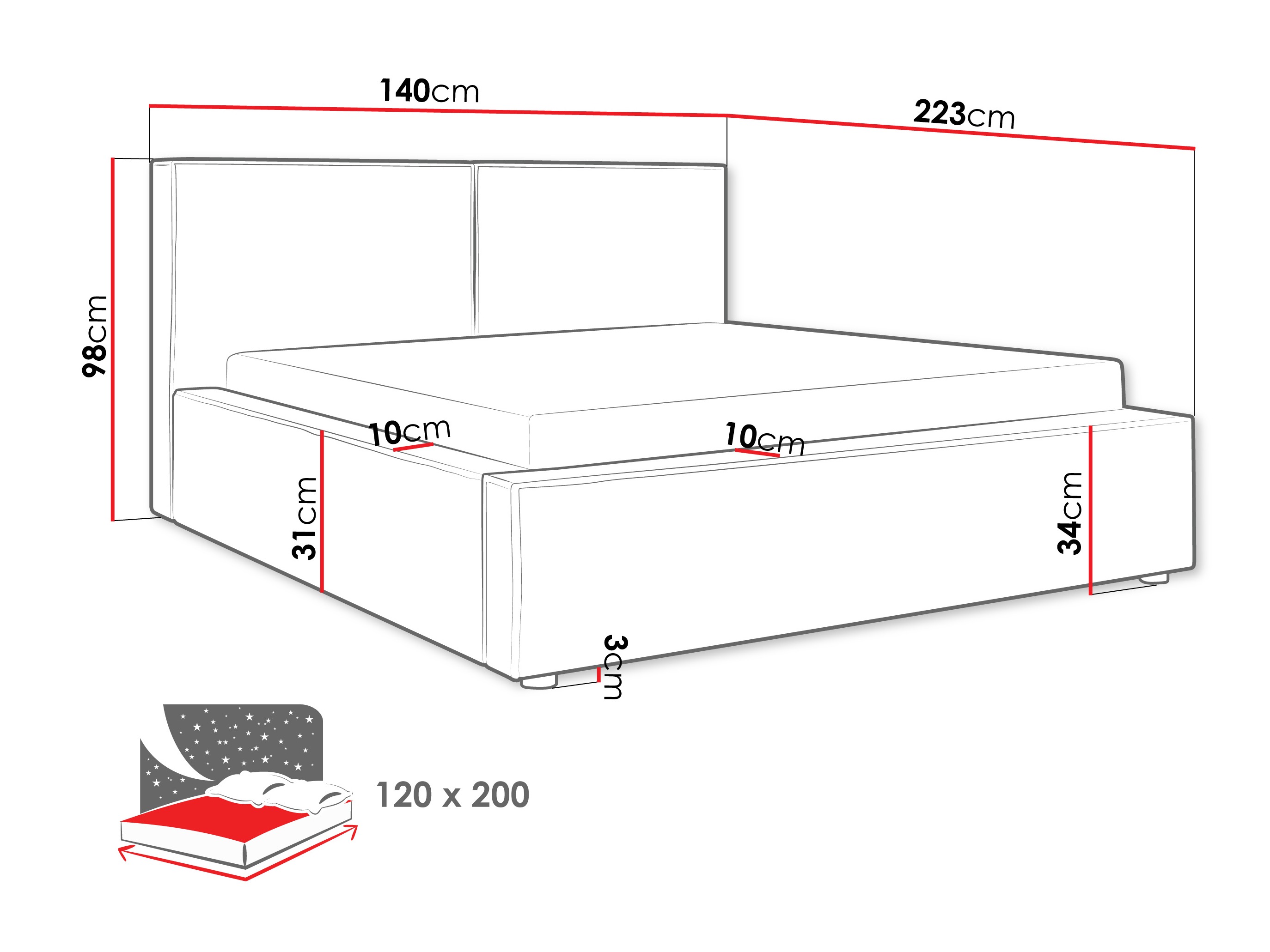 Letto TrendyNest Pelagia (Coral 50)