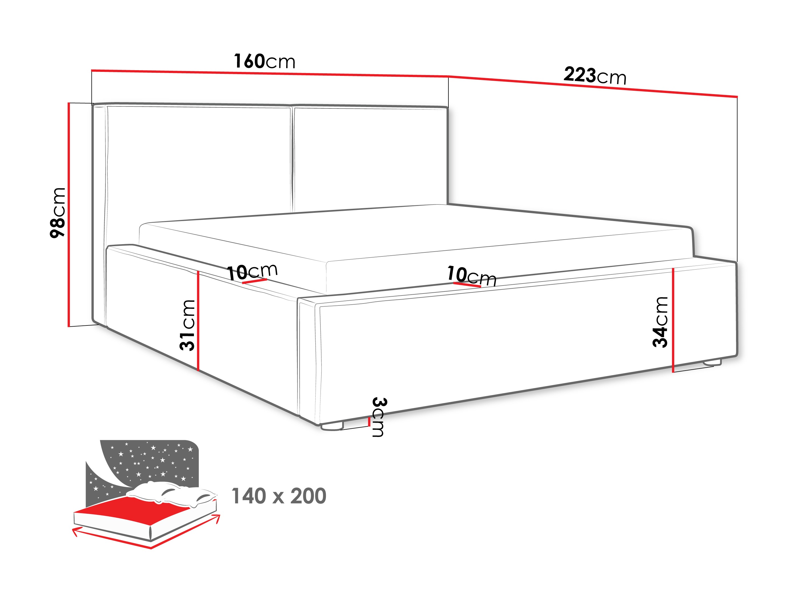 Letto TrendyNest Pelagia (Coral 50)