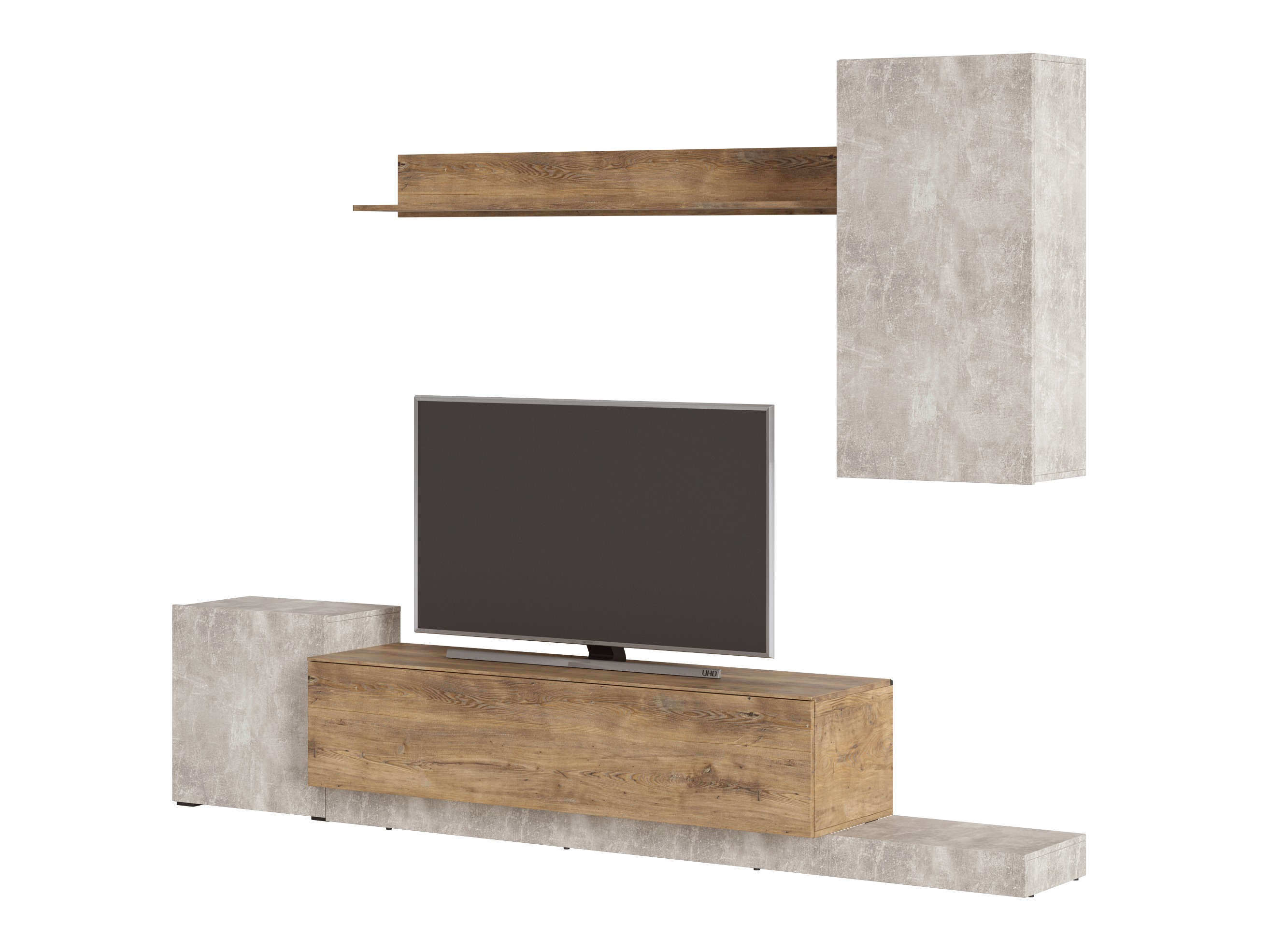 Parete attrezzata Ontario 158 (Grigio chiaro + Castagna)