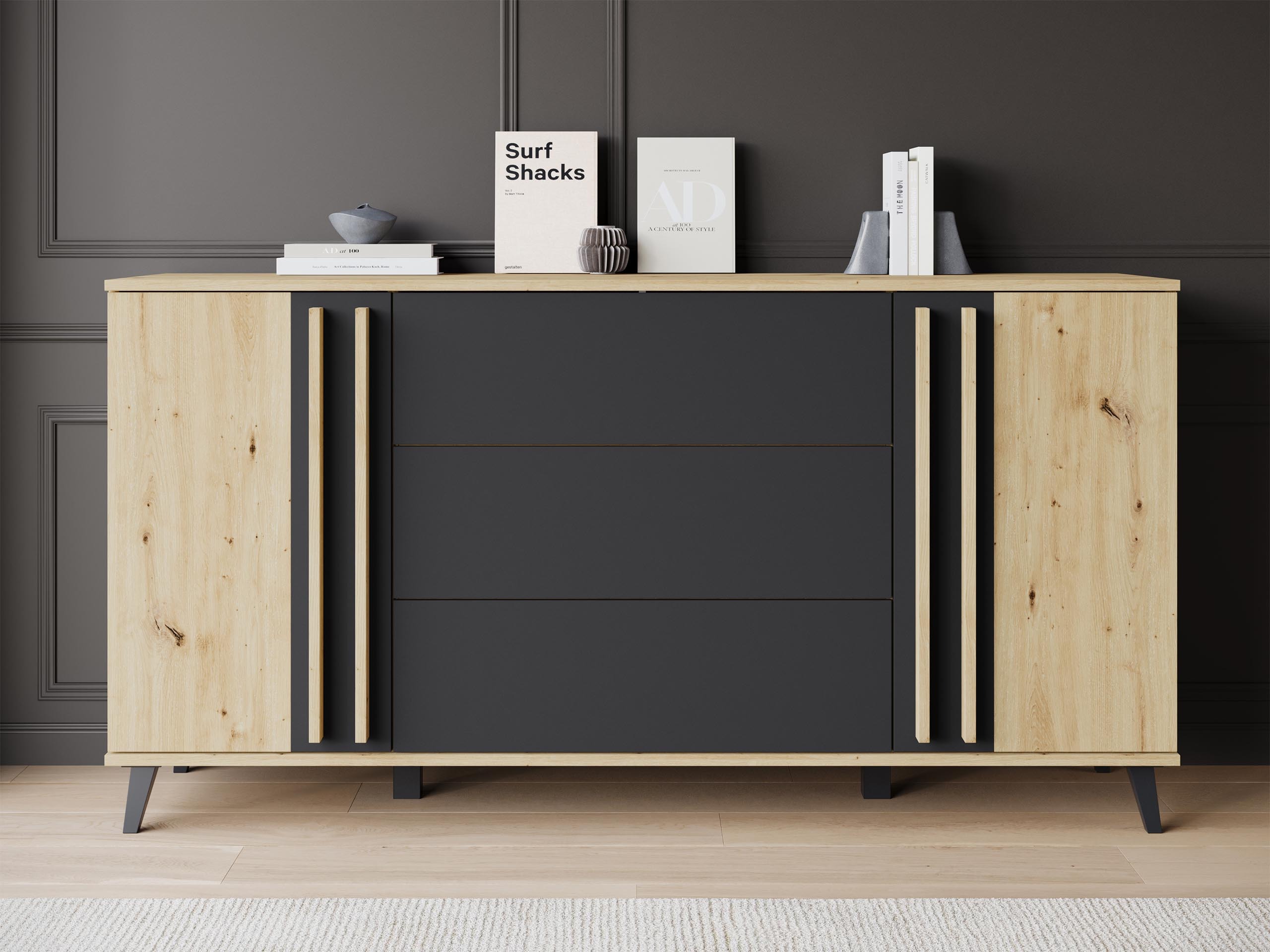 Cassettiera Facetor (Rovere Artisan + Grafite)