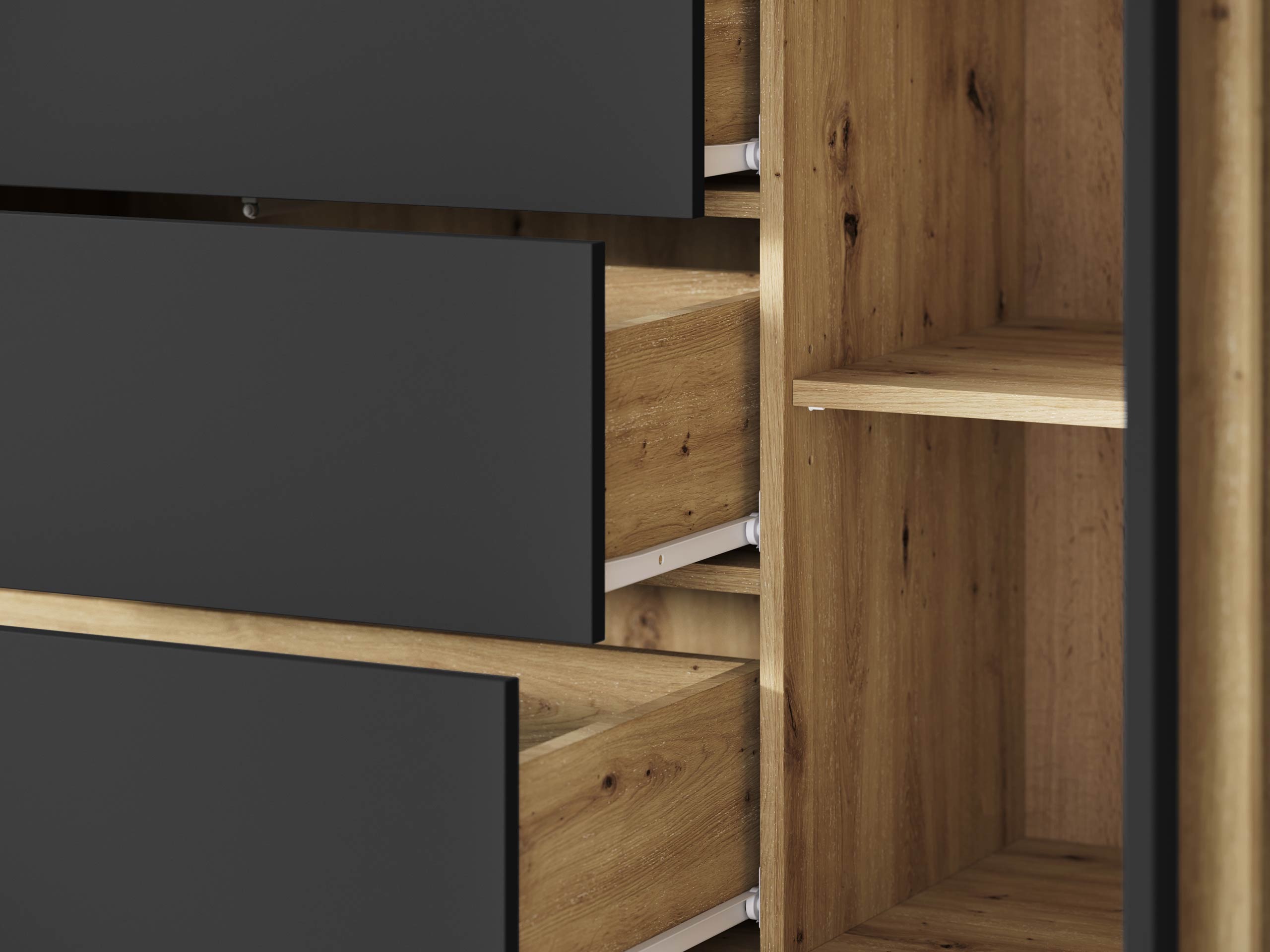 Cassettiera Facetor (Rovere Artisan + Grafite)