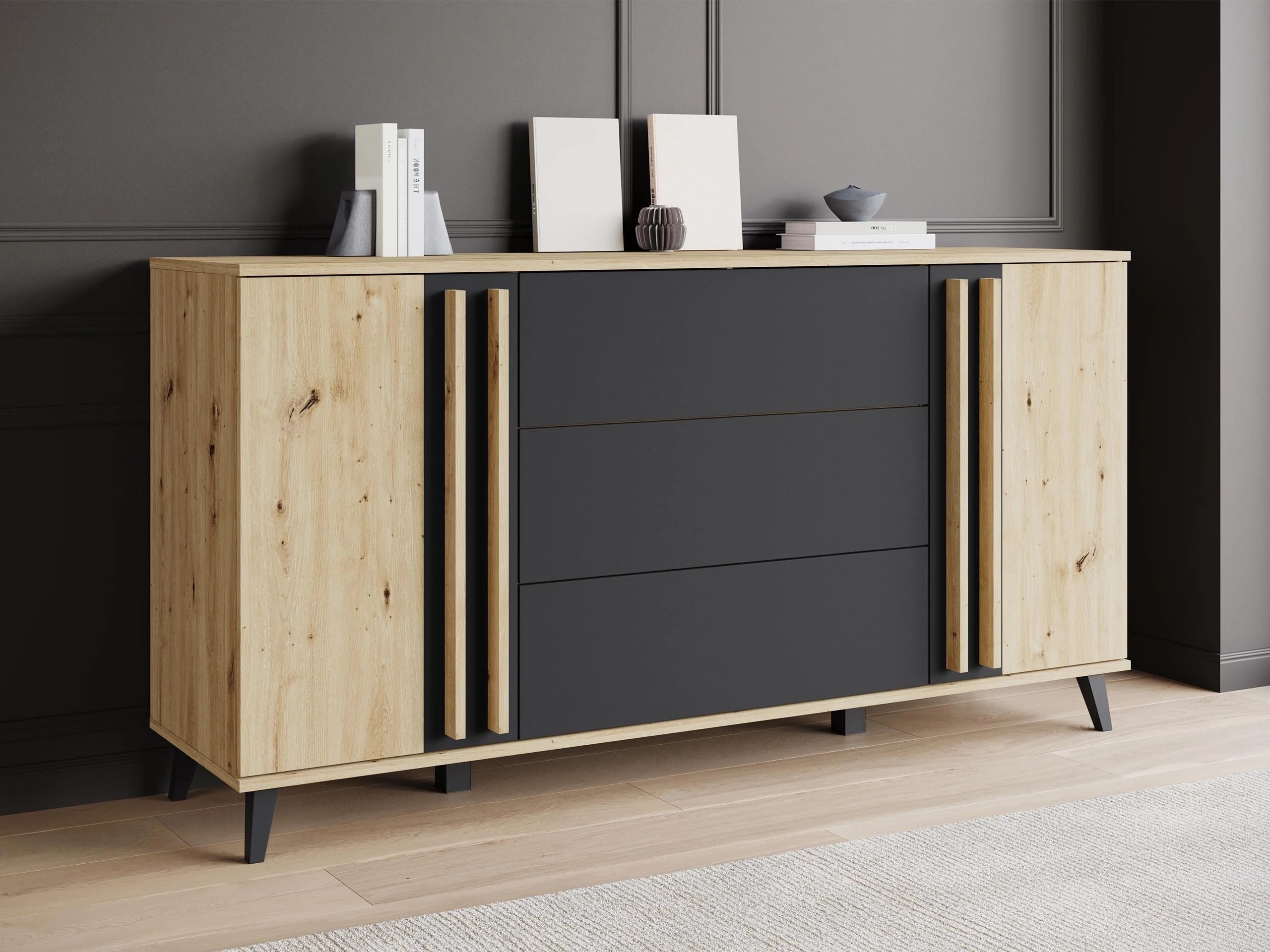 Cassettiera Facetor (Rovere Artisan + Grafite)