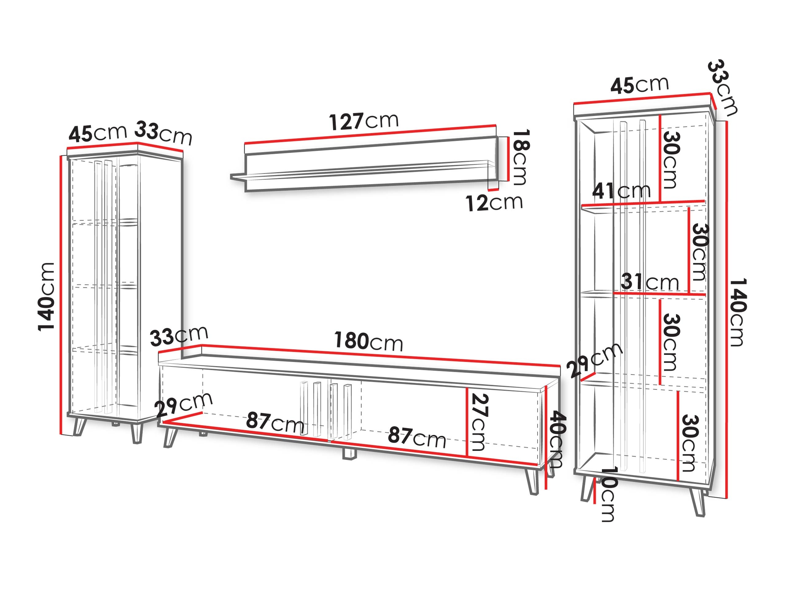 Parete attrezzata Facetor (Rovere Artisan + Grafite)