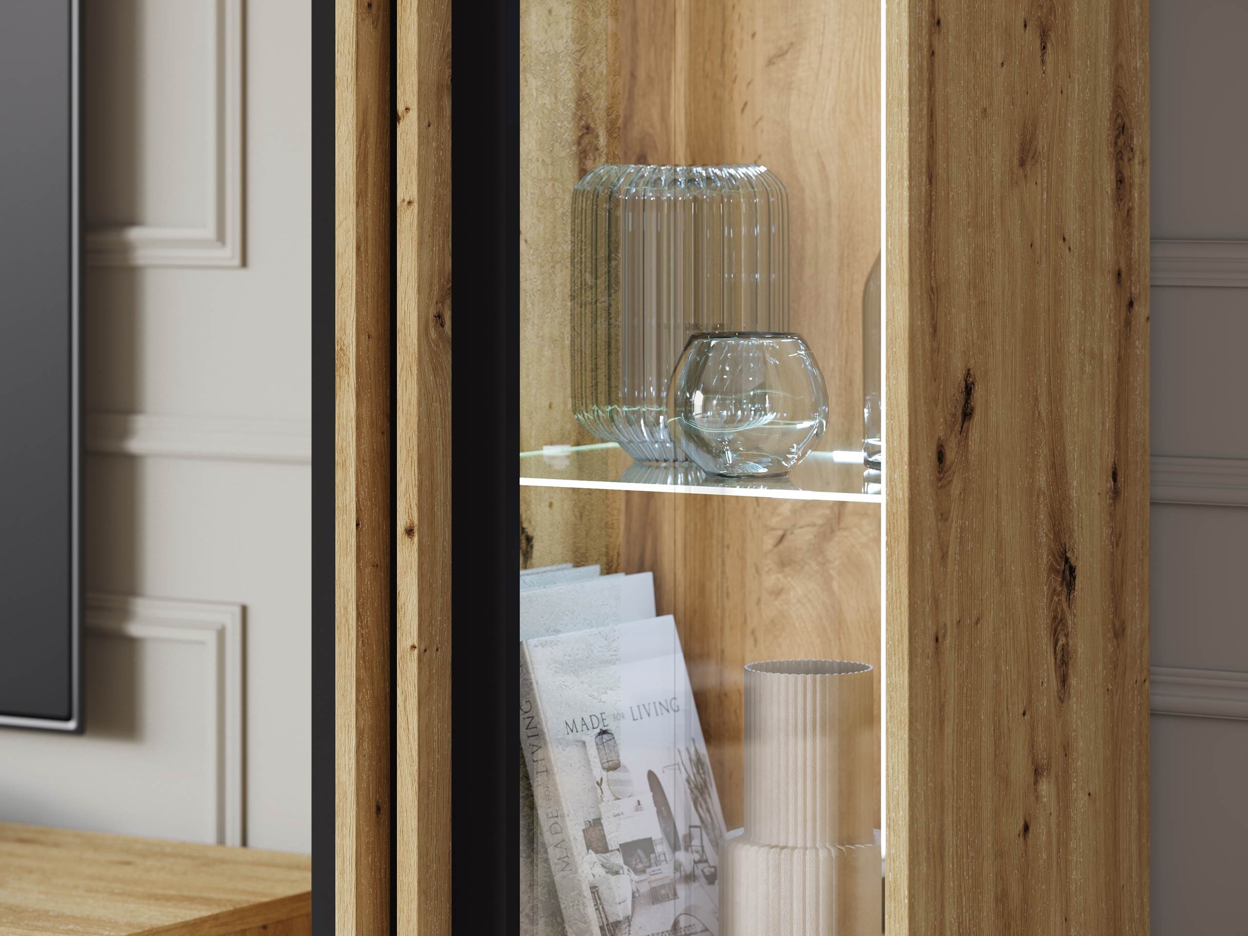 Parete attrezzata Facetor II (Rovere Artisan + Grafite)