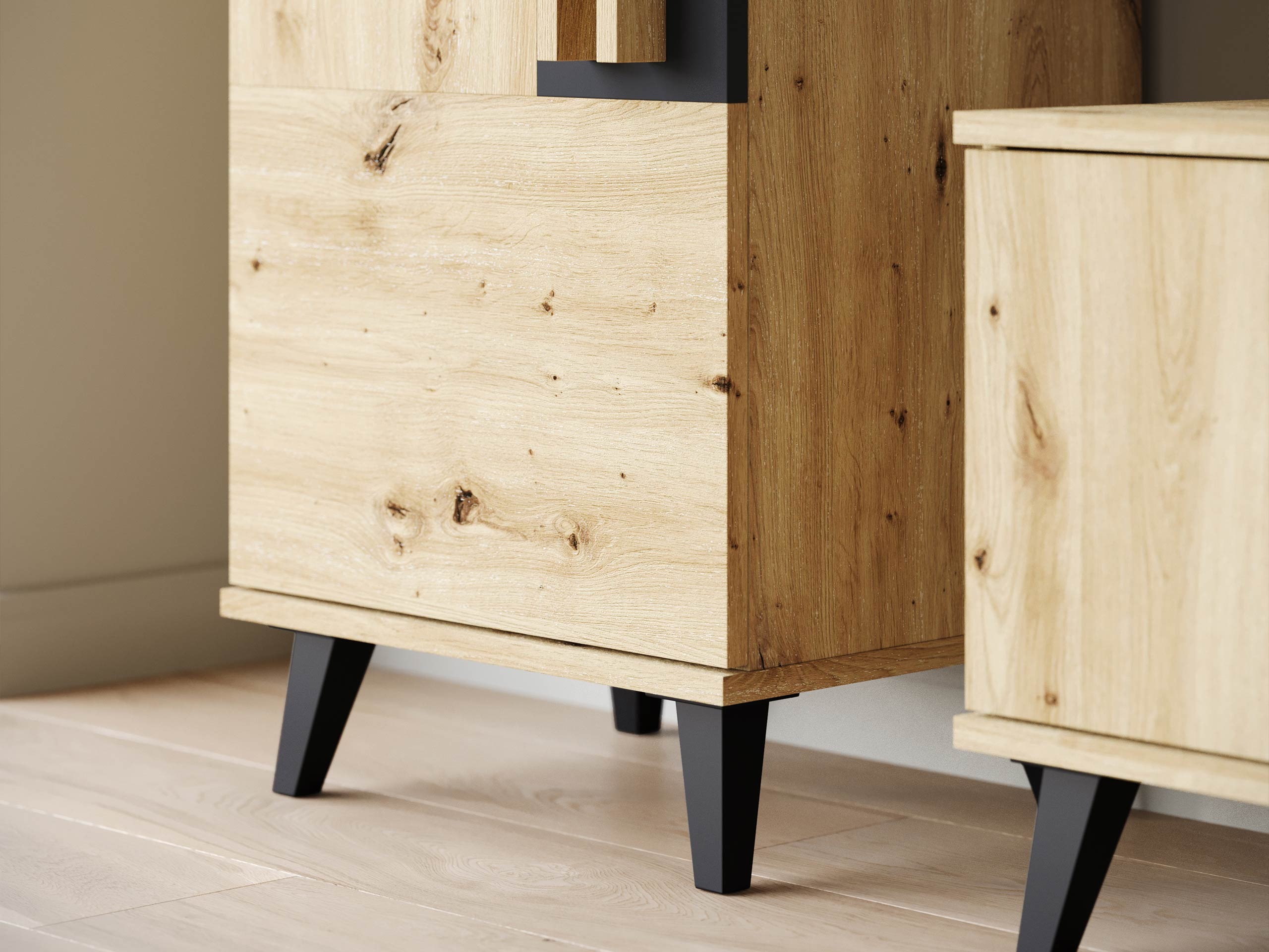 Parete attrezzata Facetor II (Rovere Artisan + Grafite)