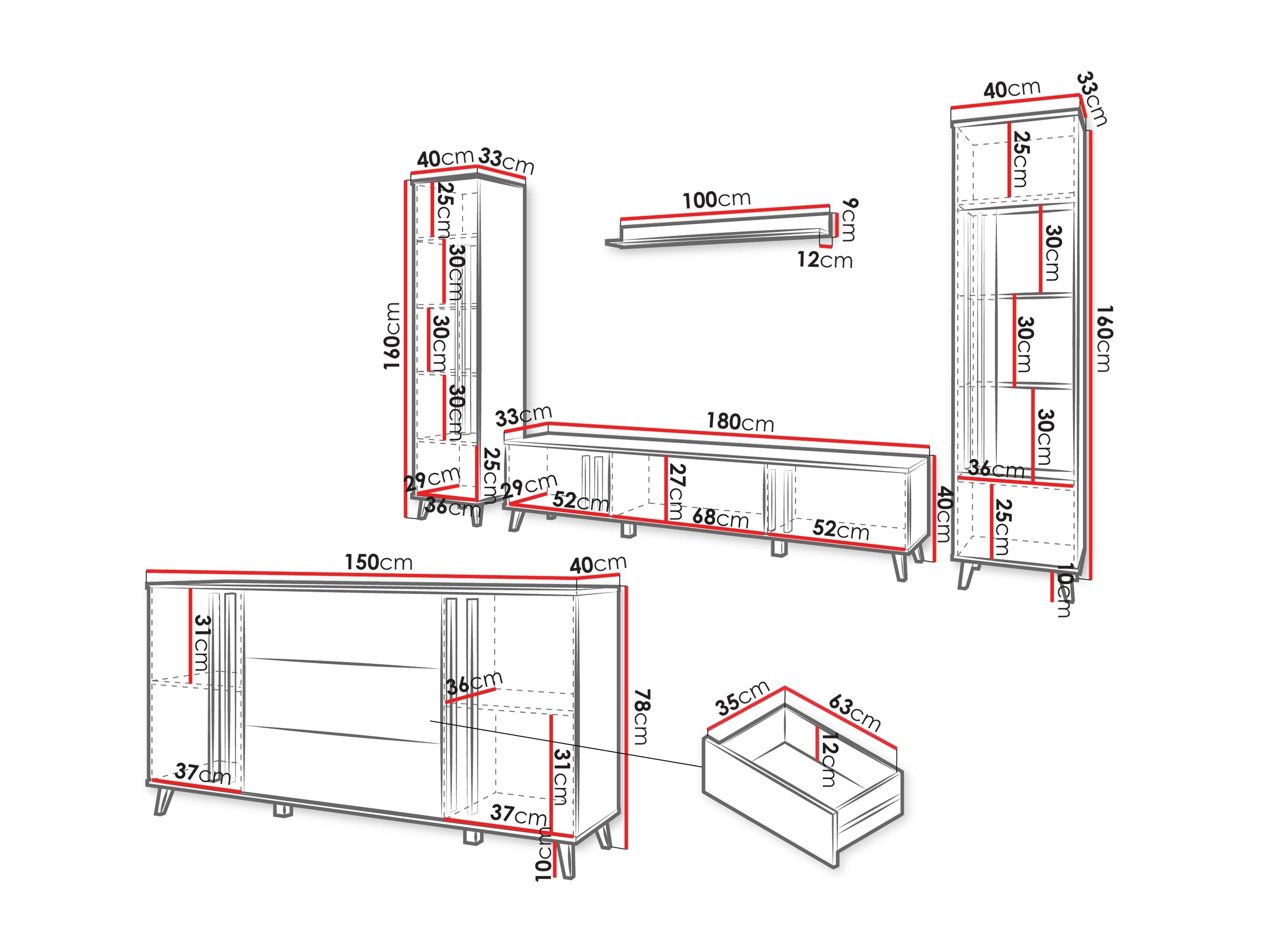 Parete attrezzata Facetor IV (Congo)