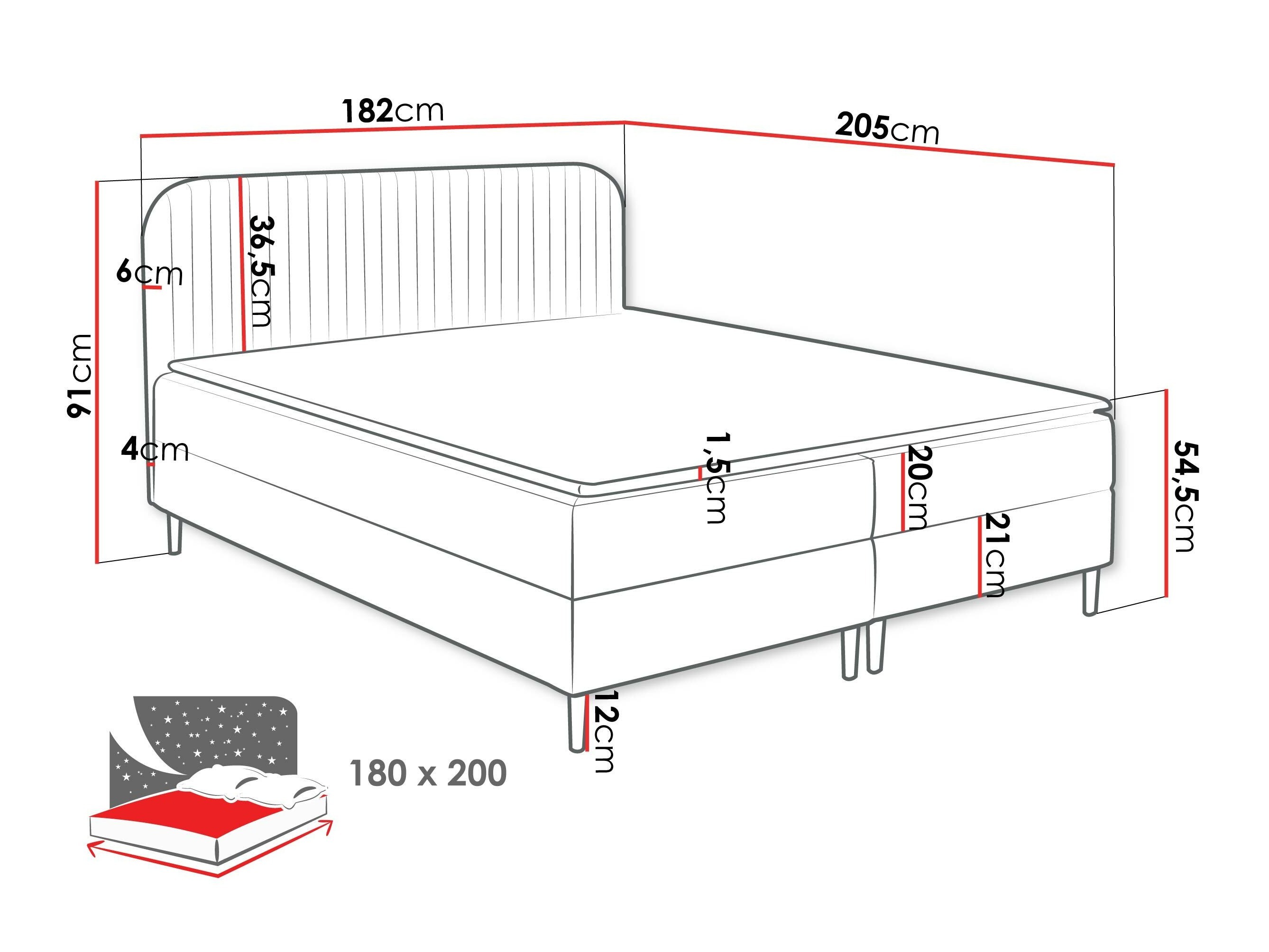 Letto continentale Rivus (Coral 60)