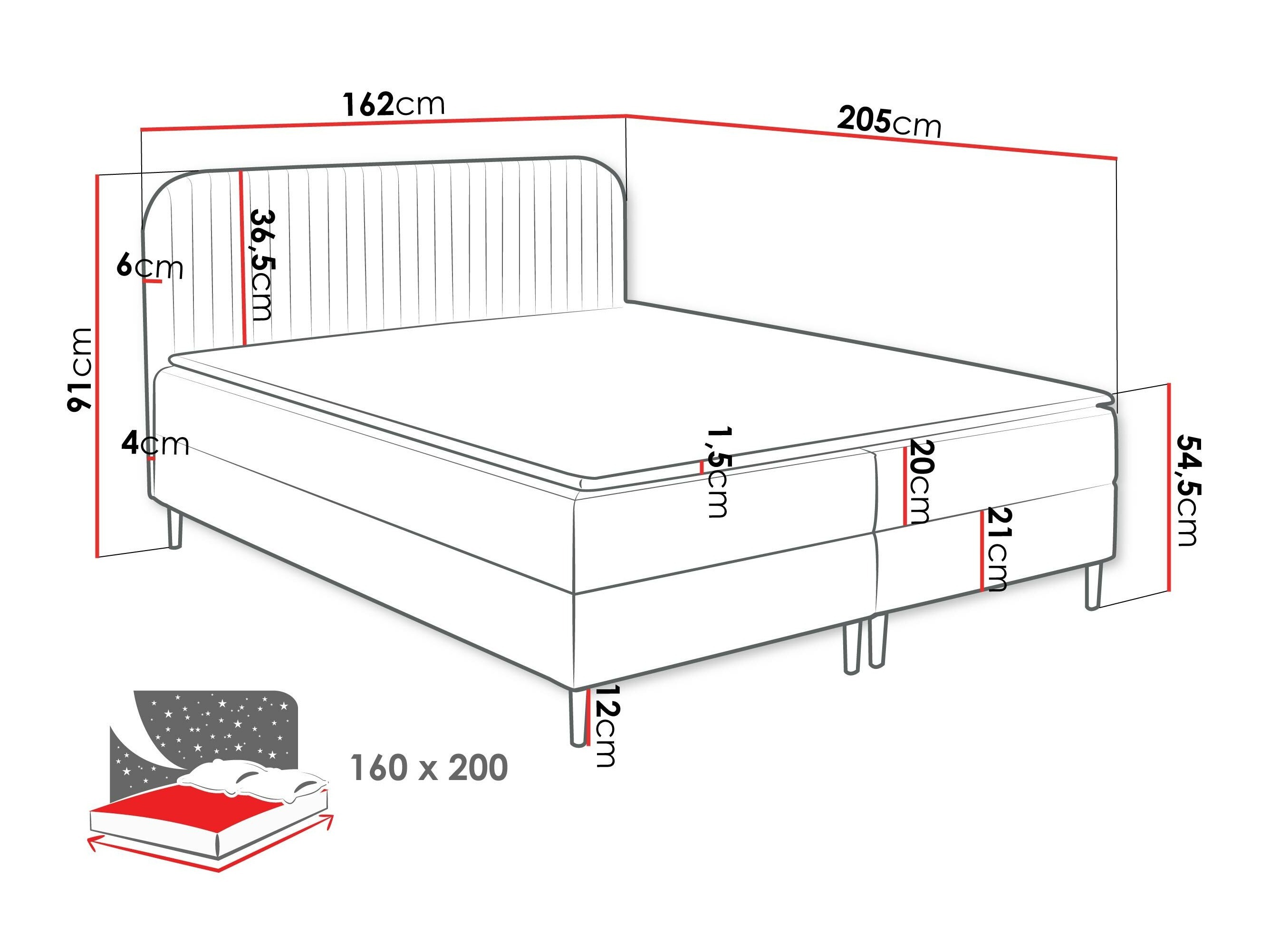 Letto continentale Rivus (Coral 75)