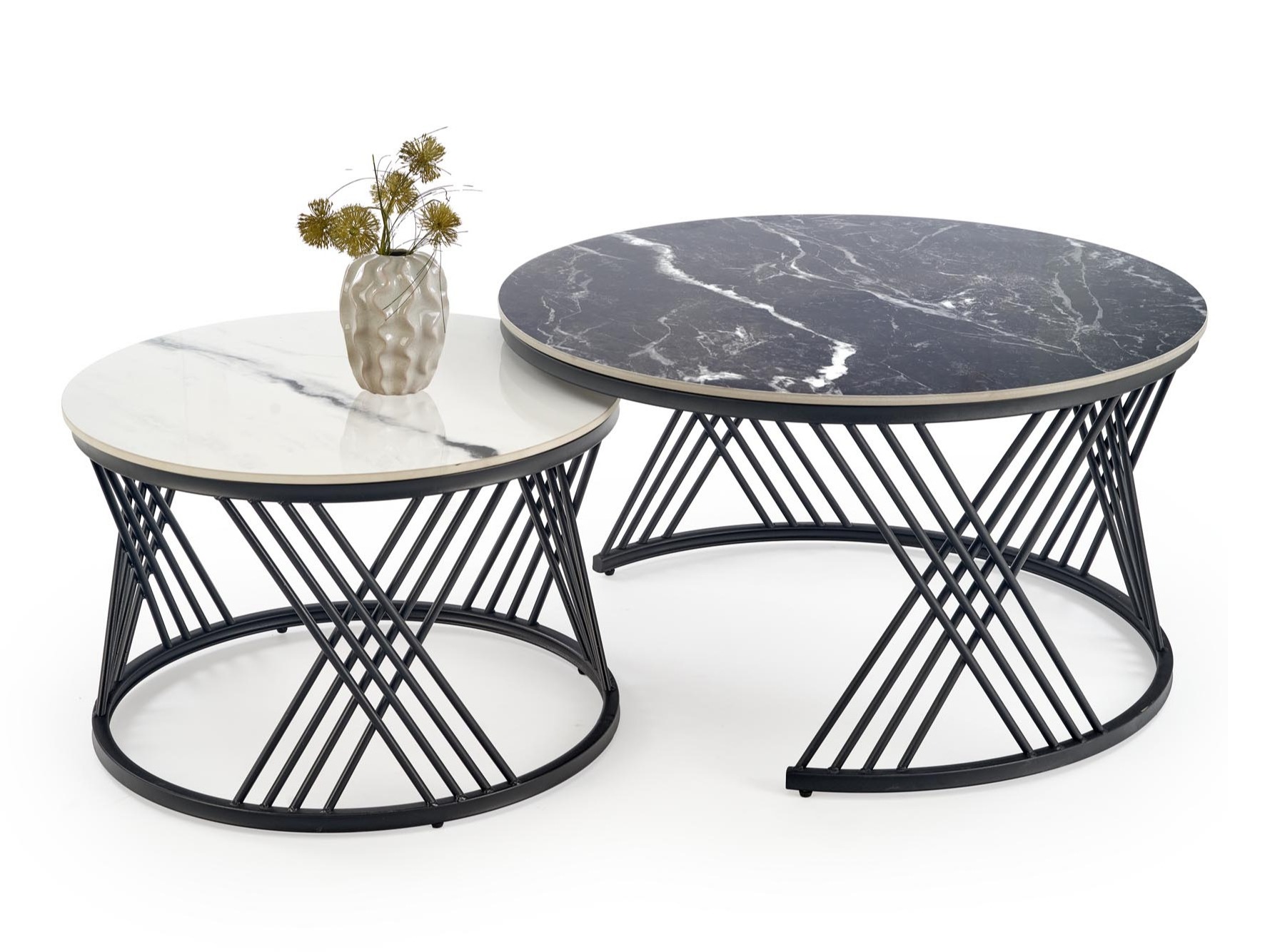 Set tavolino da caffè Houston Acetum (Marmo bianco + Marmo nero)