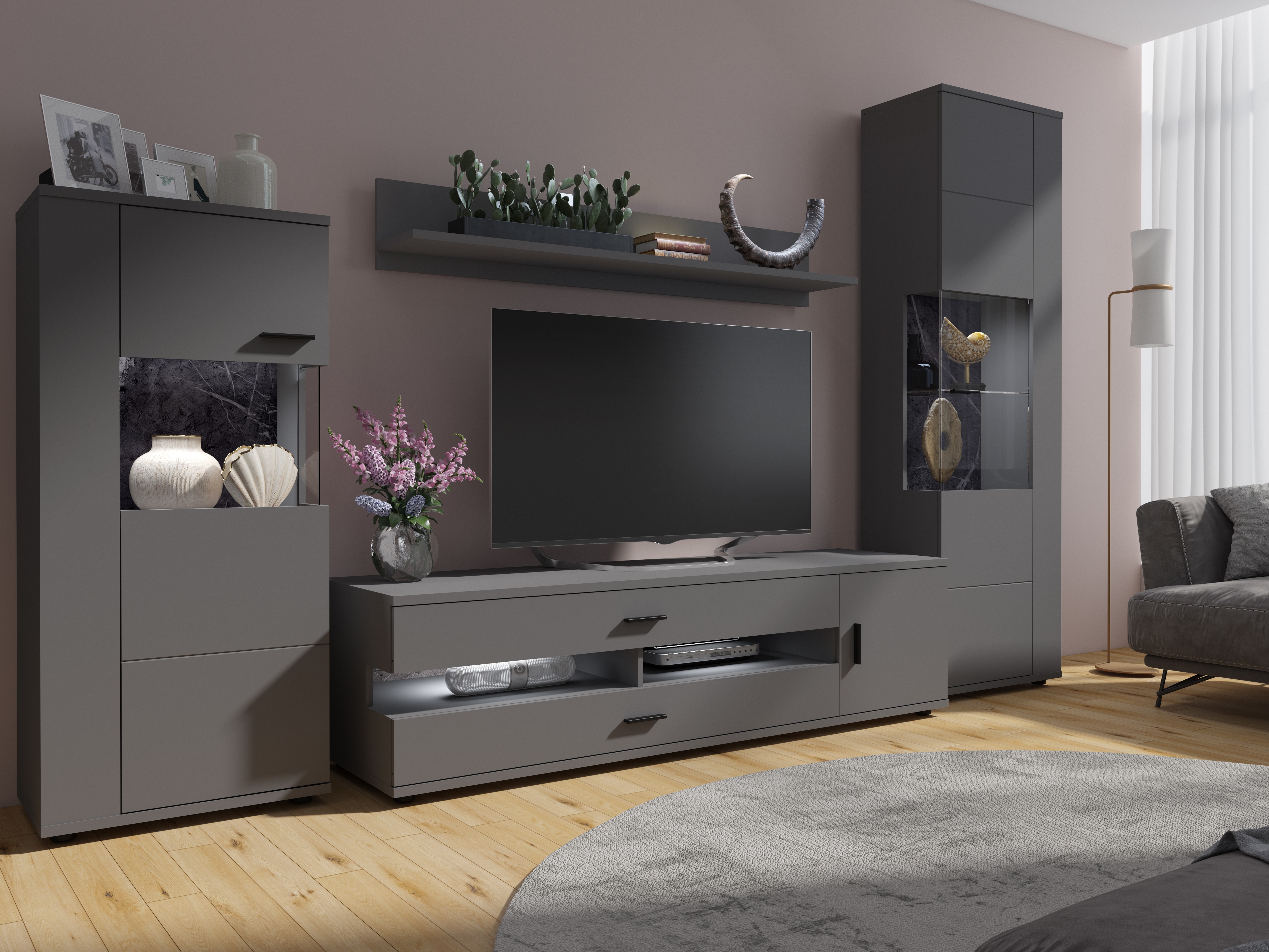 Parete attrezzata Ontario 161 (Grafite)