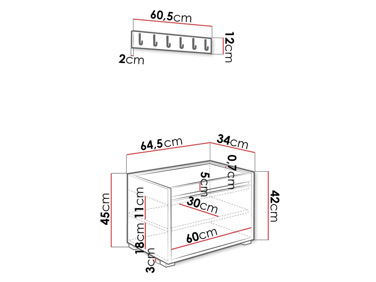 Set arredo da corridoio Comfivo Pinus V (Bianco + Abriamo 03)