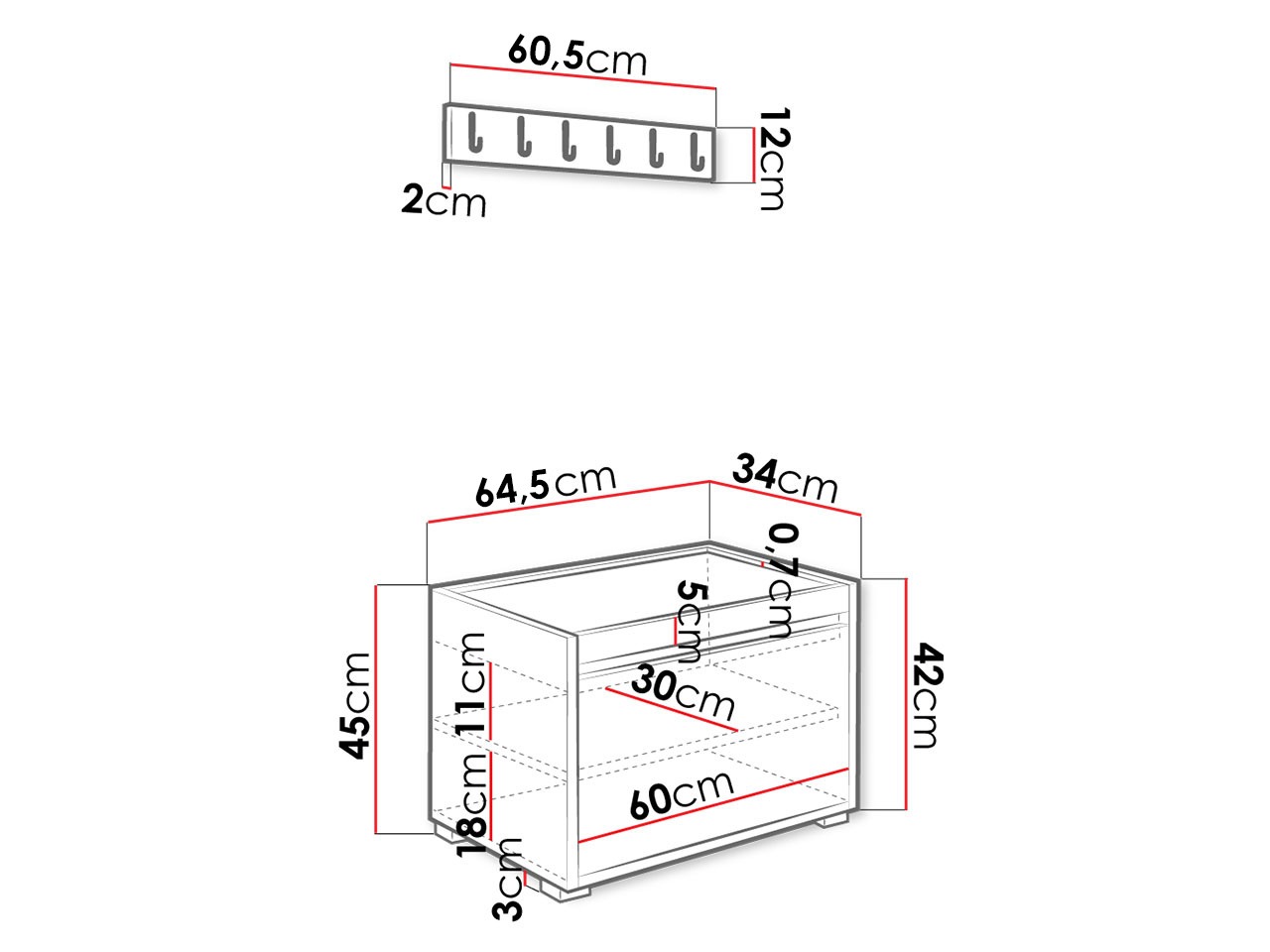 Set arredo da corridoio Comfivo Pinus V (Bianco + Abriamo 06)