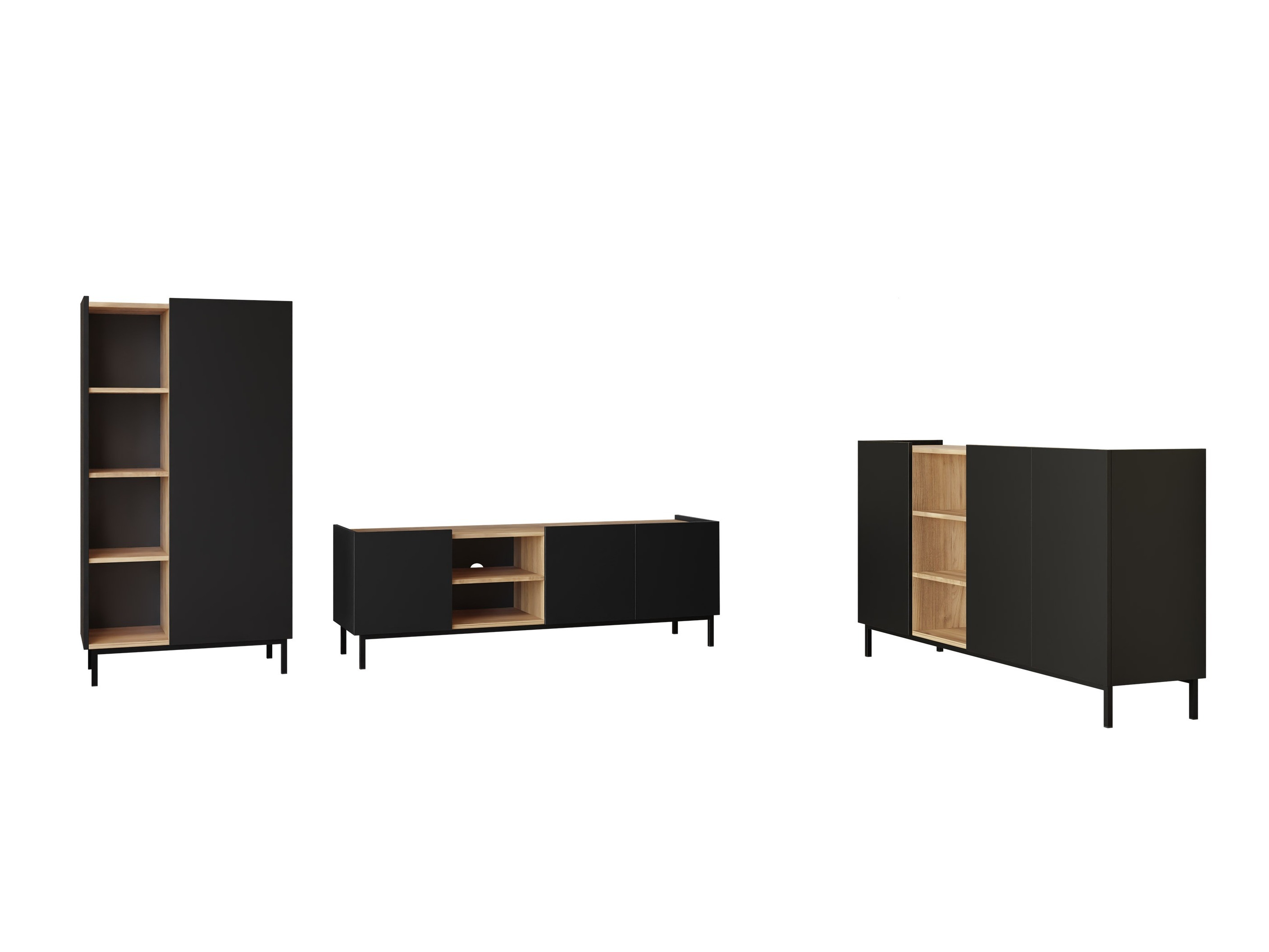 Parete attrezzata Veldome 103 (Nero + Nocciola)