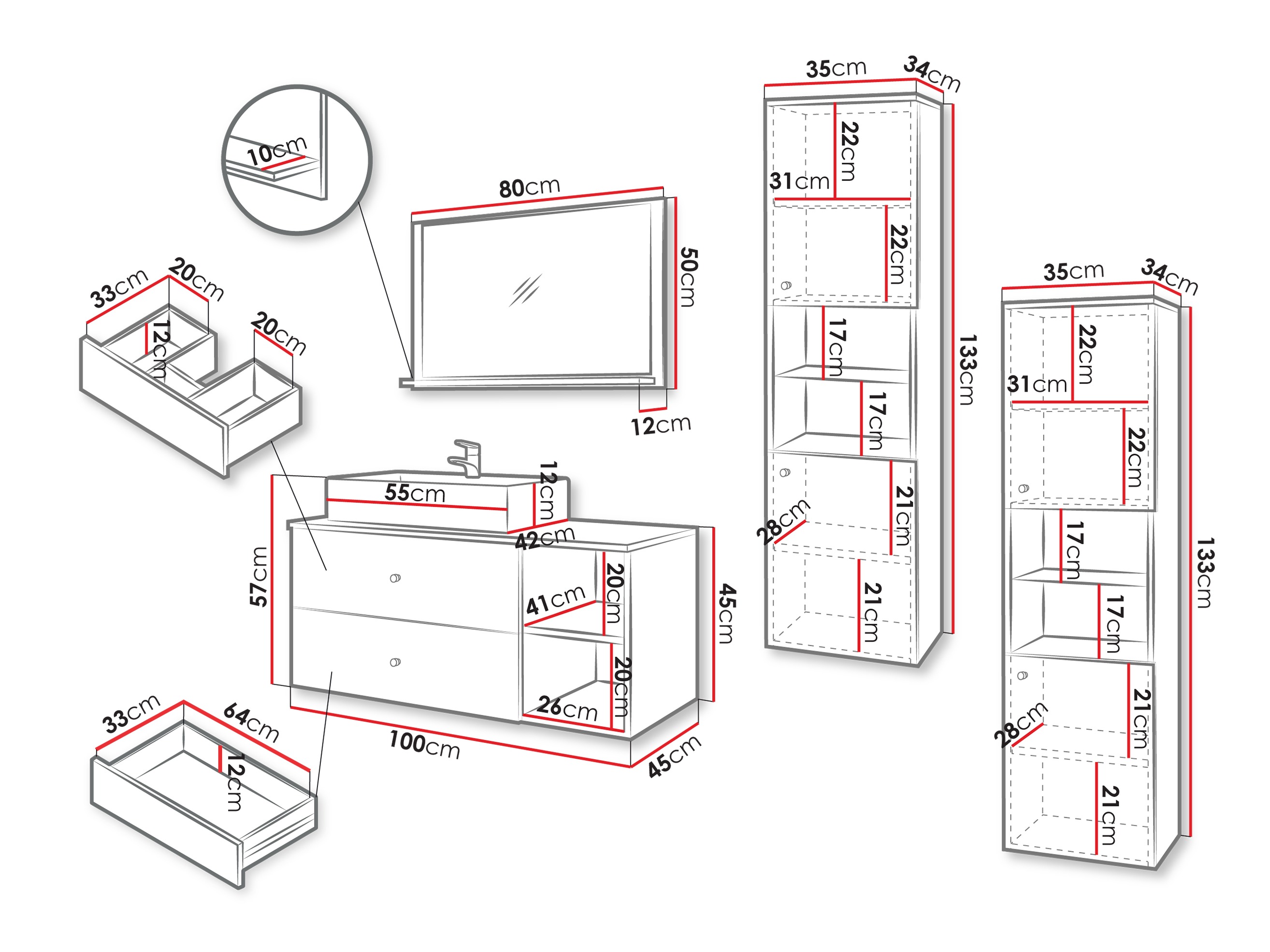 Set bagno Salus III (Cachemire + Quercia)