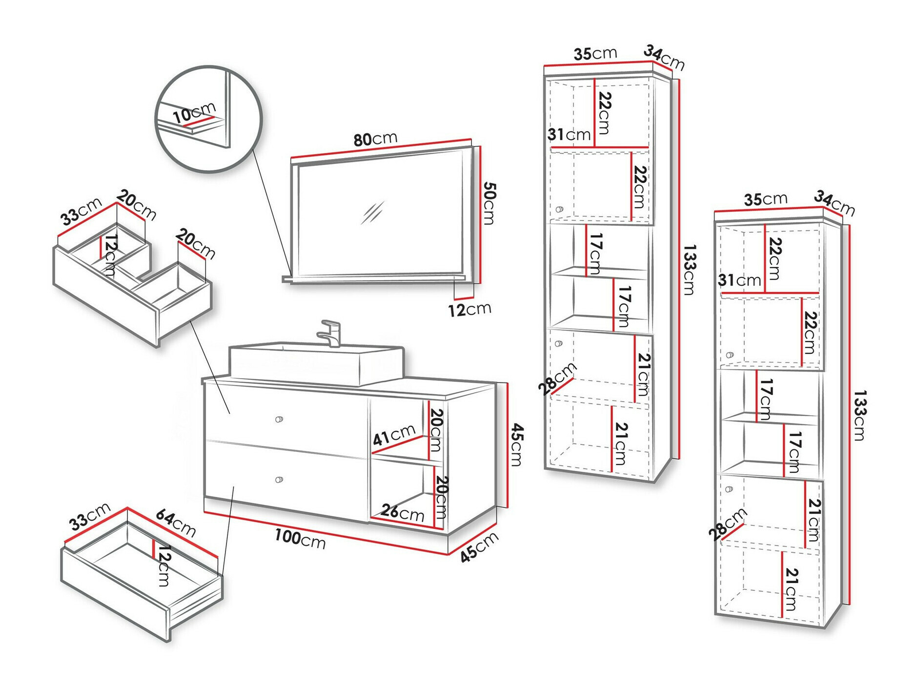 Set bagno Salus III (Cachemire + Quercia)