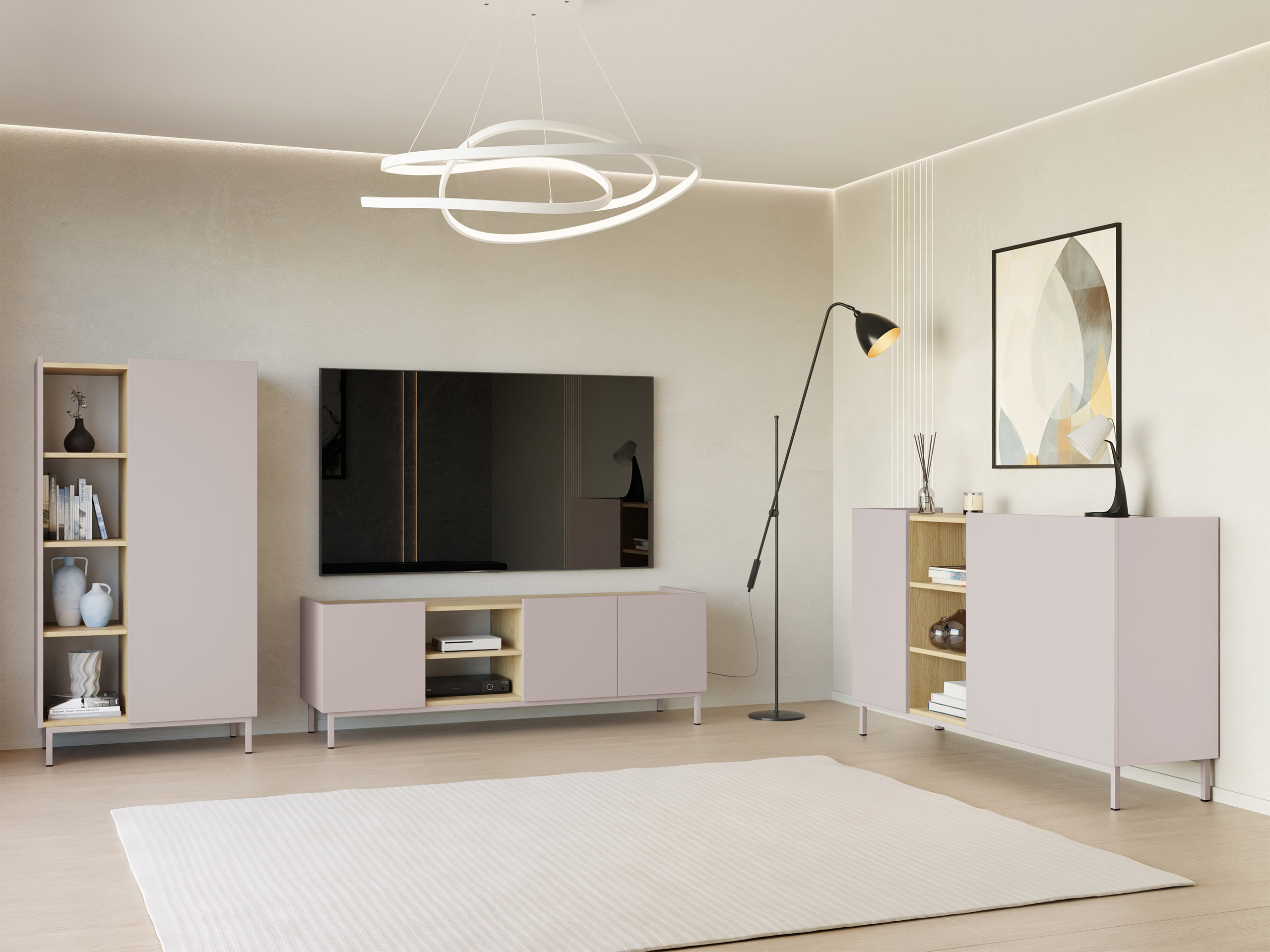 Parete attrezzata Veldome 103 (Cachemire + Quercia)