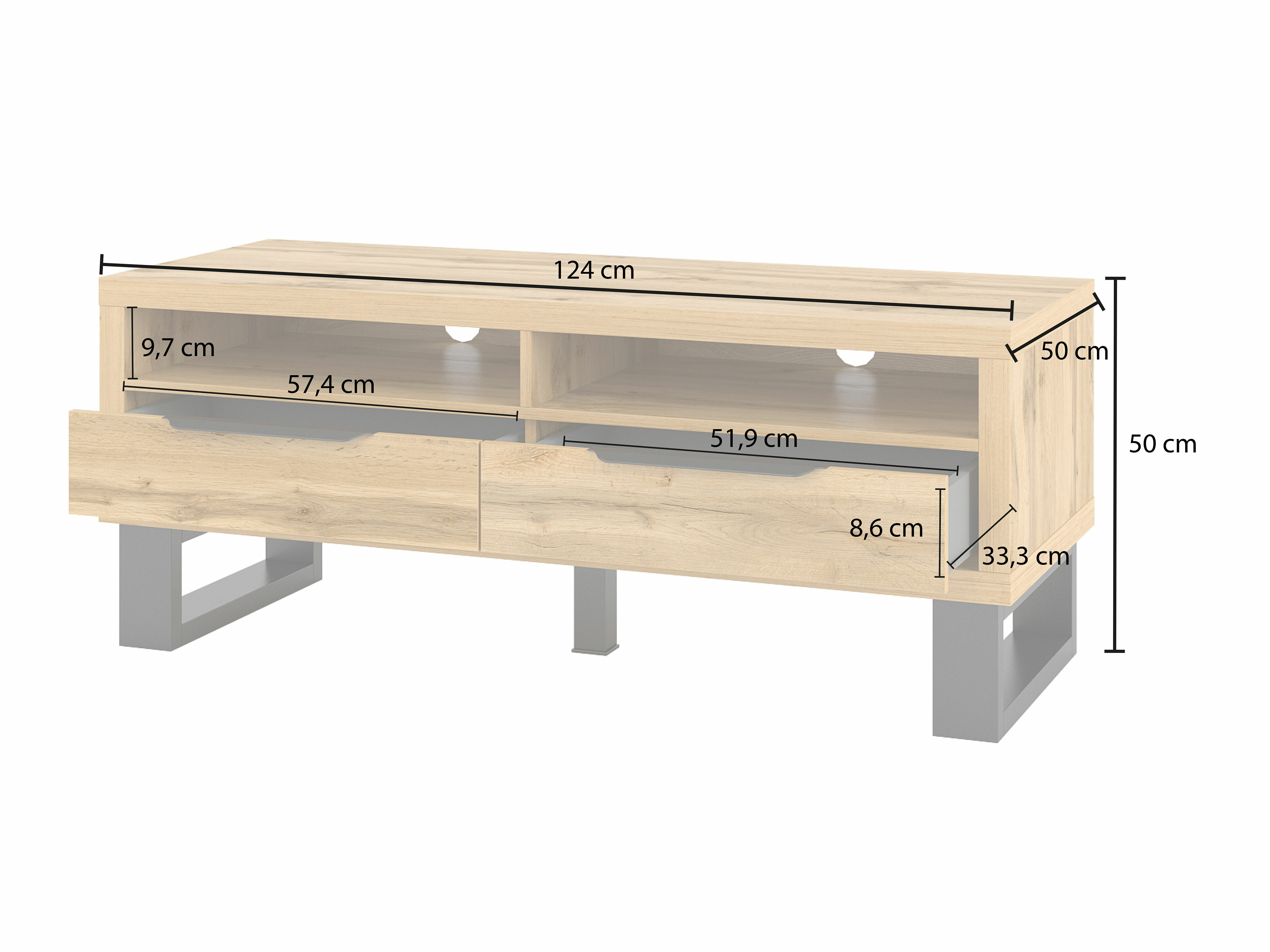 Mobile porta TV Avicavu 100 (Quercia di Wotan + Nero)