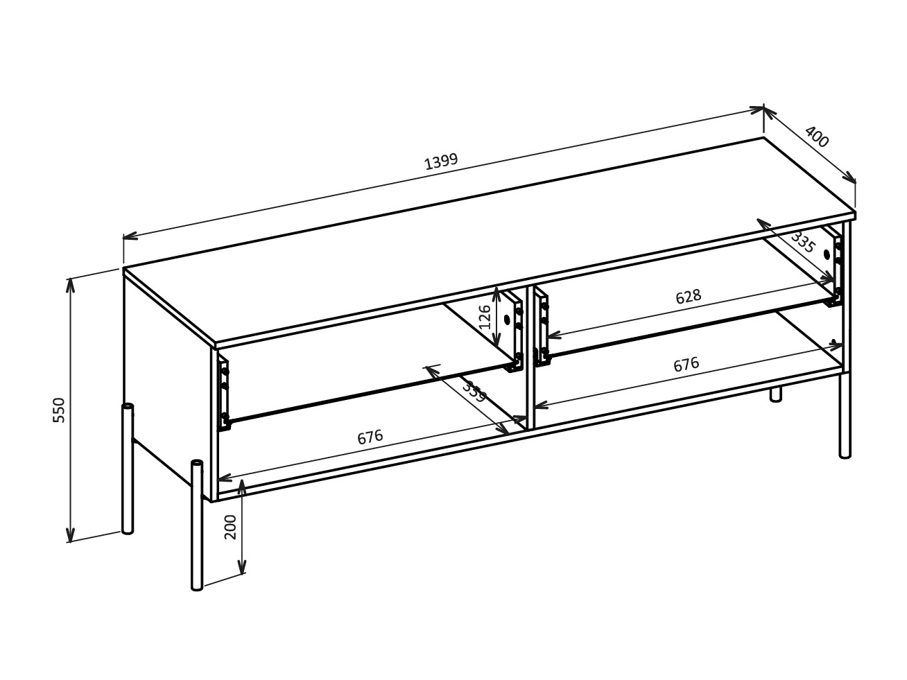 Mobile porta TV Levtenu 103 (Quercia)