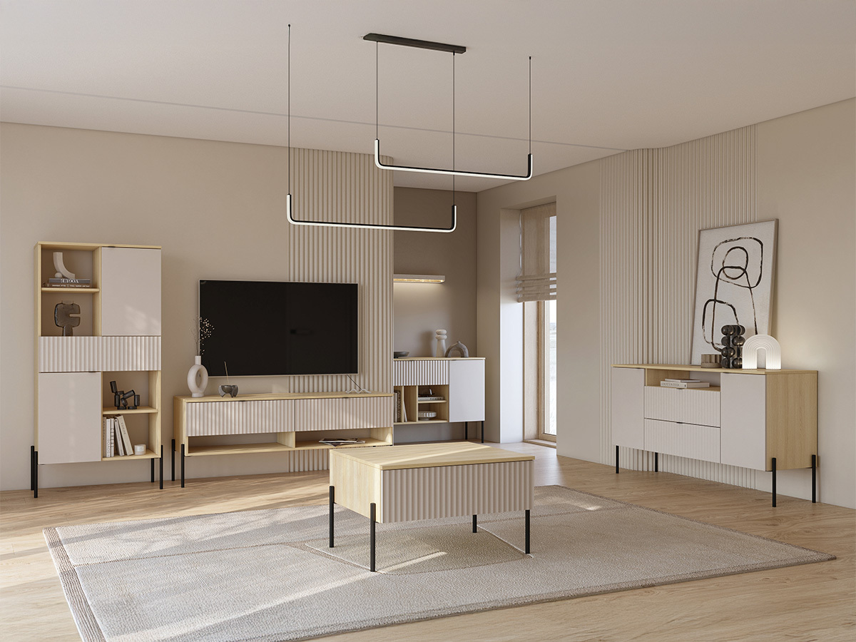 Parete attrezzata Levtenu 119 (Quercia + Cachemire)