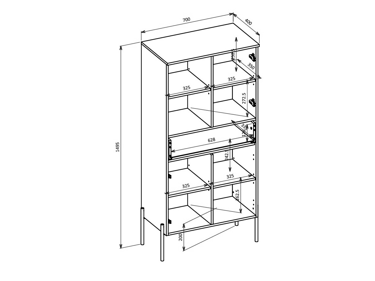 Parete attrezzata Levtenu 119 (Quercia + Cachemire)