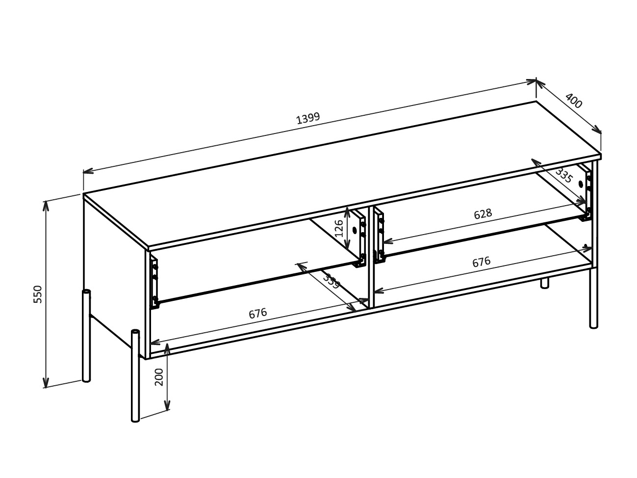Parete attrezzata Levtenu 119 (Quercia + Cachemire)