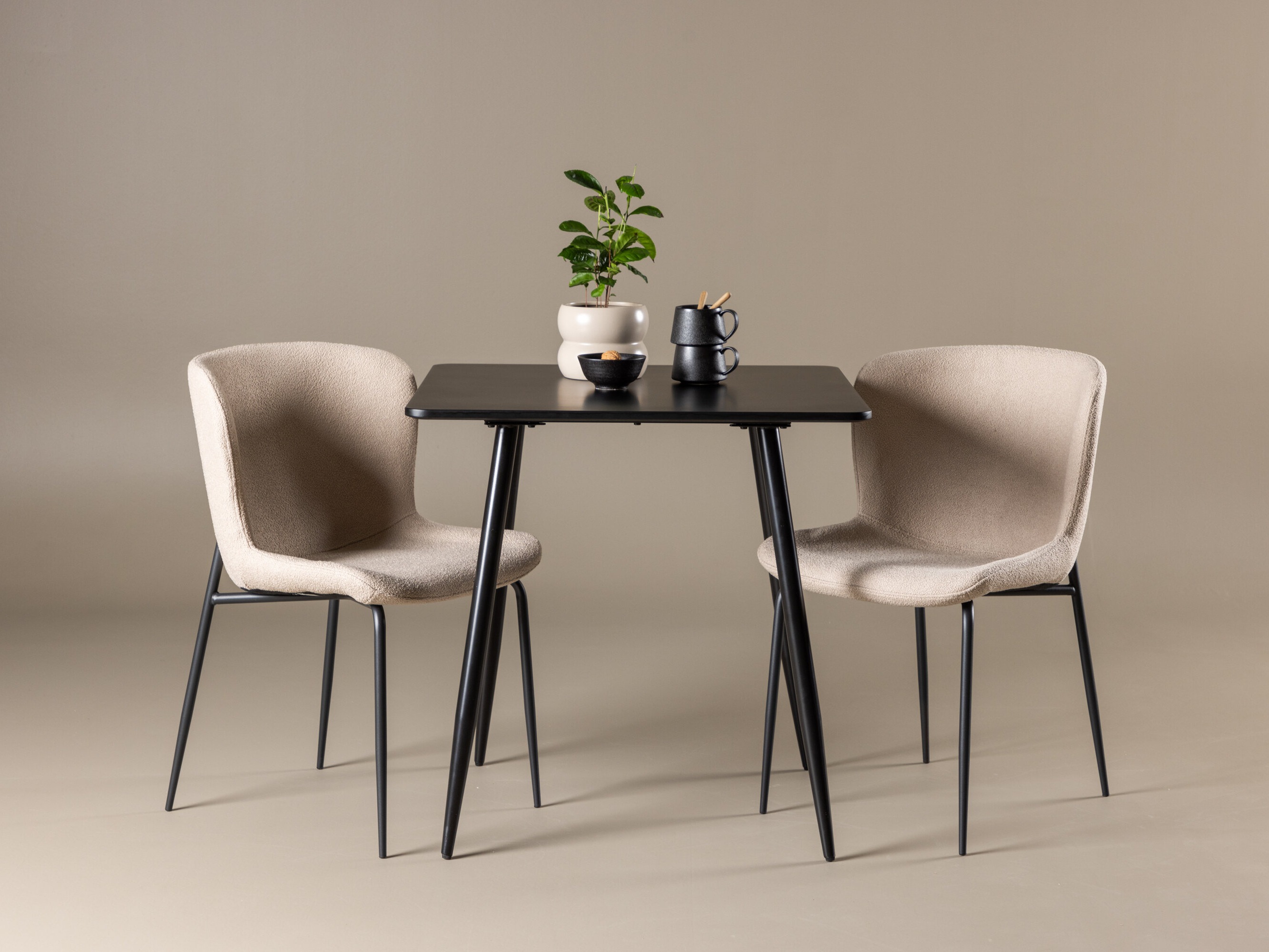 Set sala da pranzo Dallas 4910 (Nero + Beige)