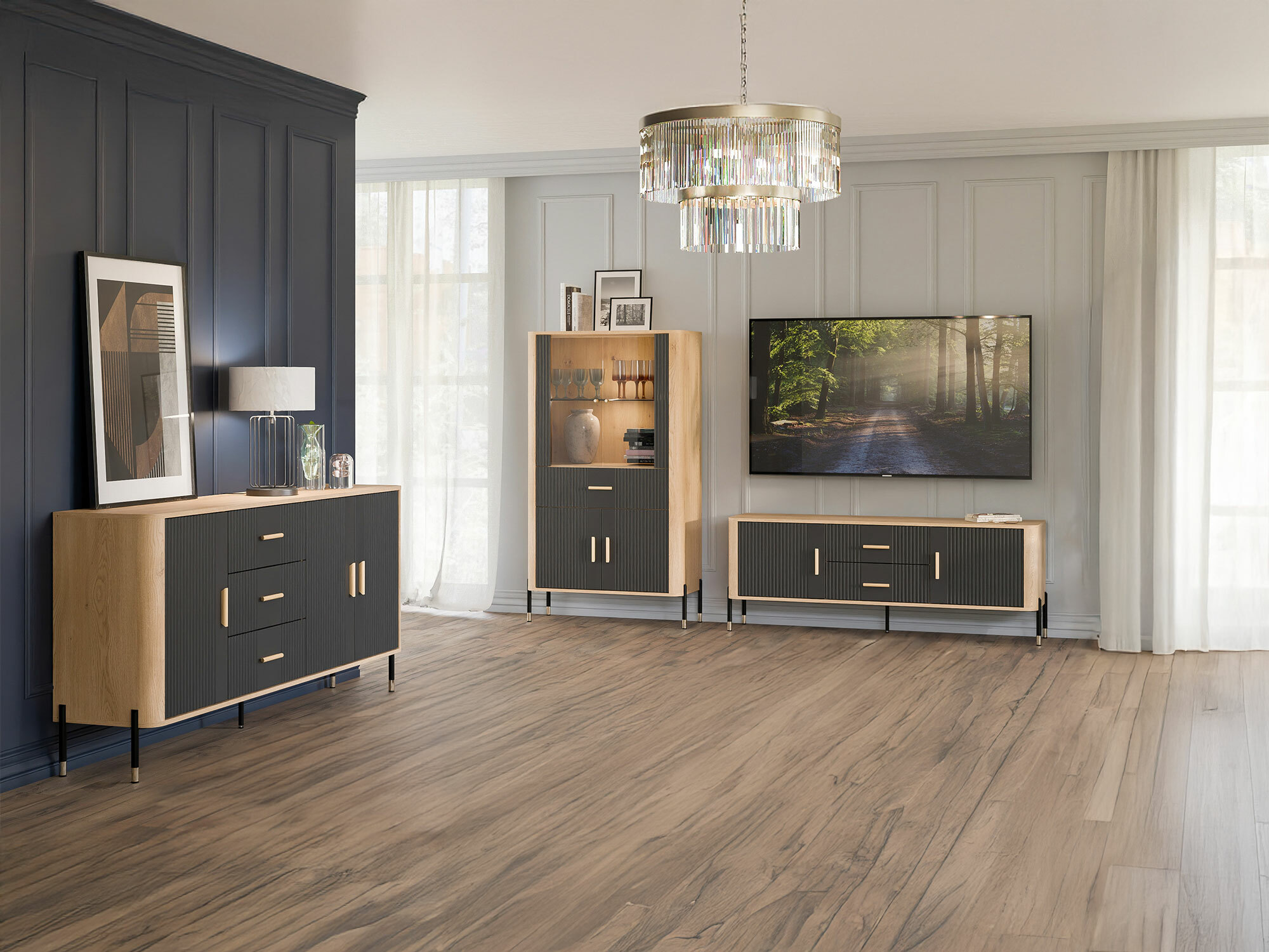 Parete attrezzata Flosora 147 (Antracite)