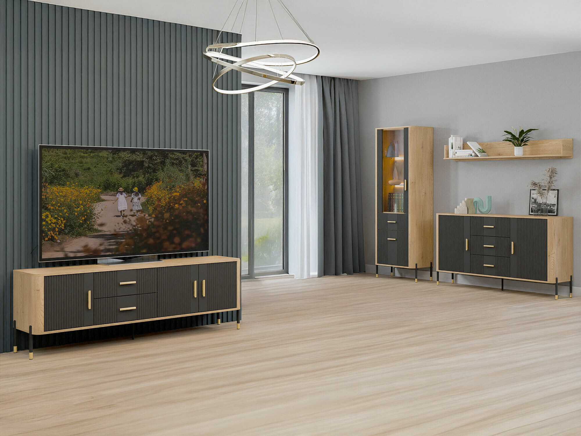 Parete attrezzata Flosora 148 (Antracite)