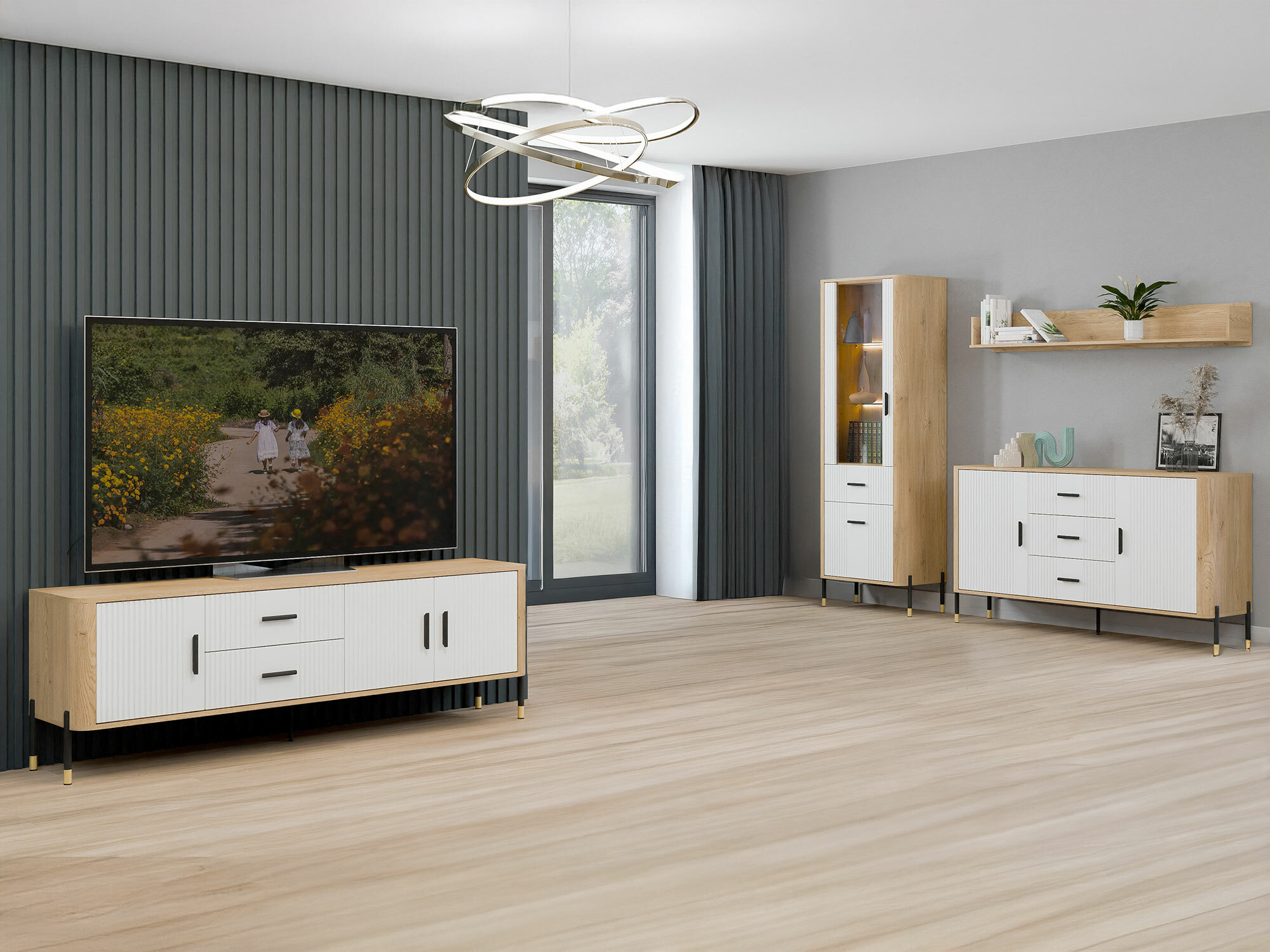 Parete attrezzata Flosora 148 (Bianco)