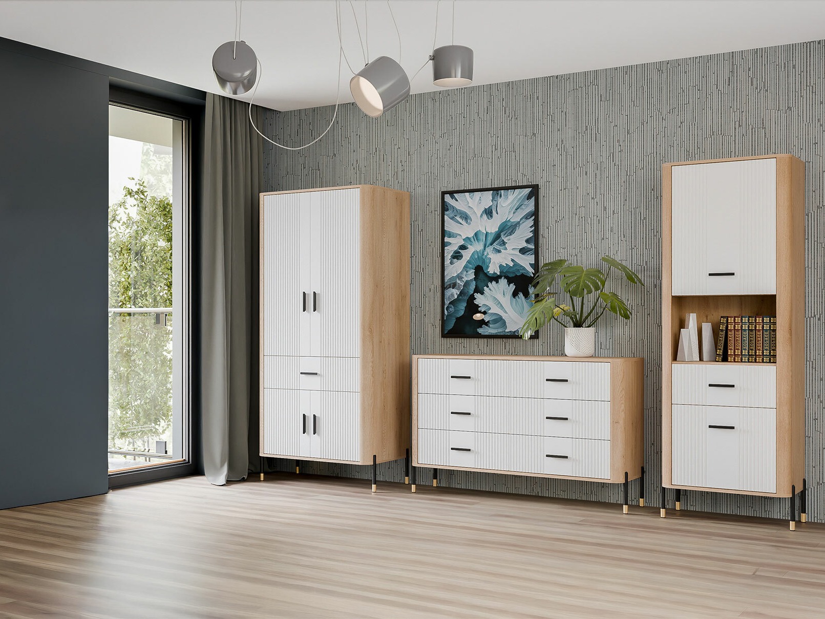 Parete attrezzata Flosora 149 (Bianco)