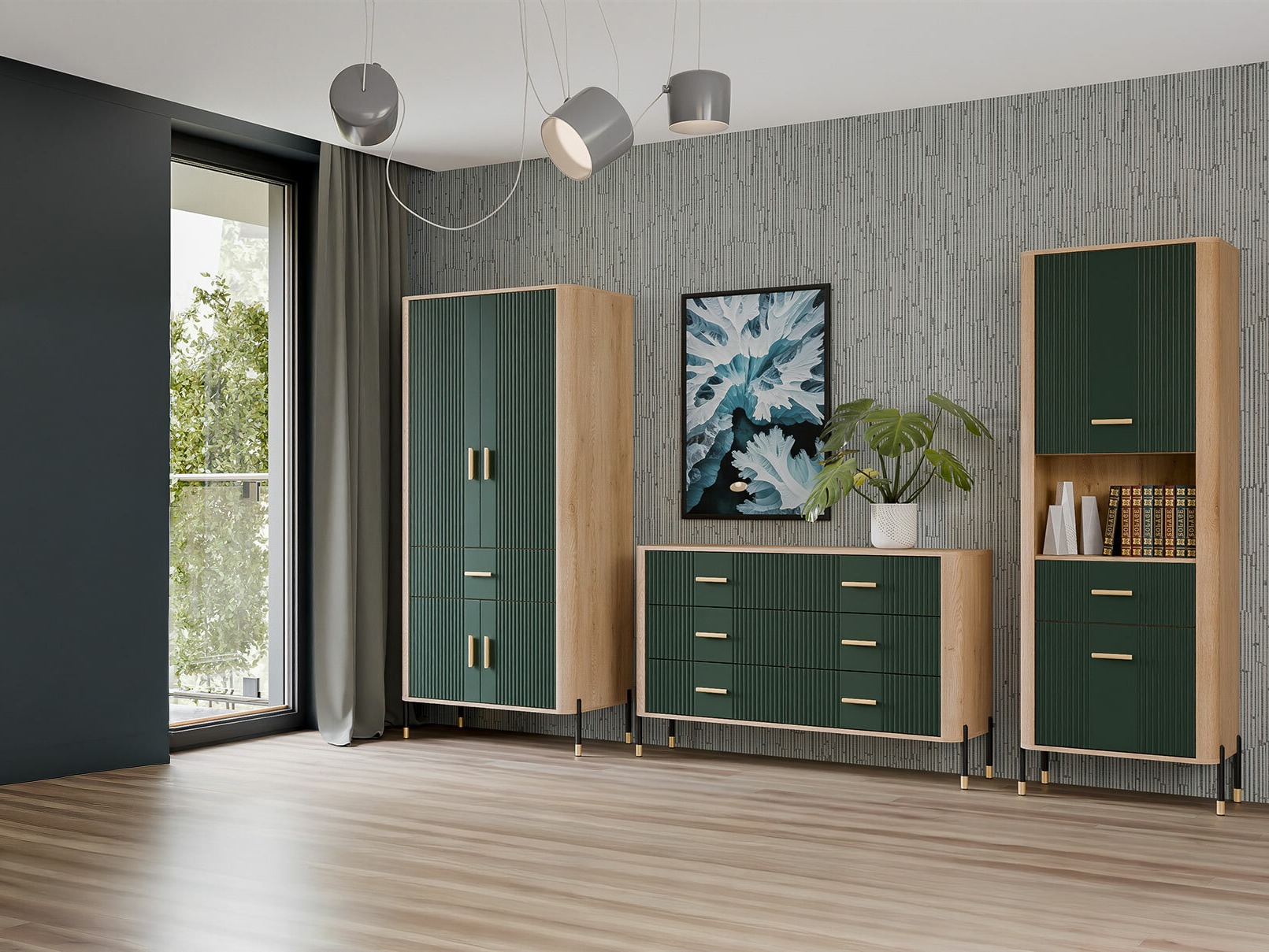 Parete attrezzata Flosora 149 (Verde)