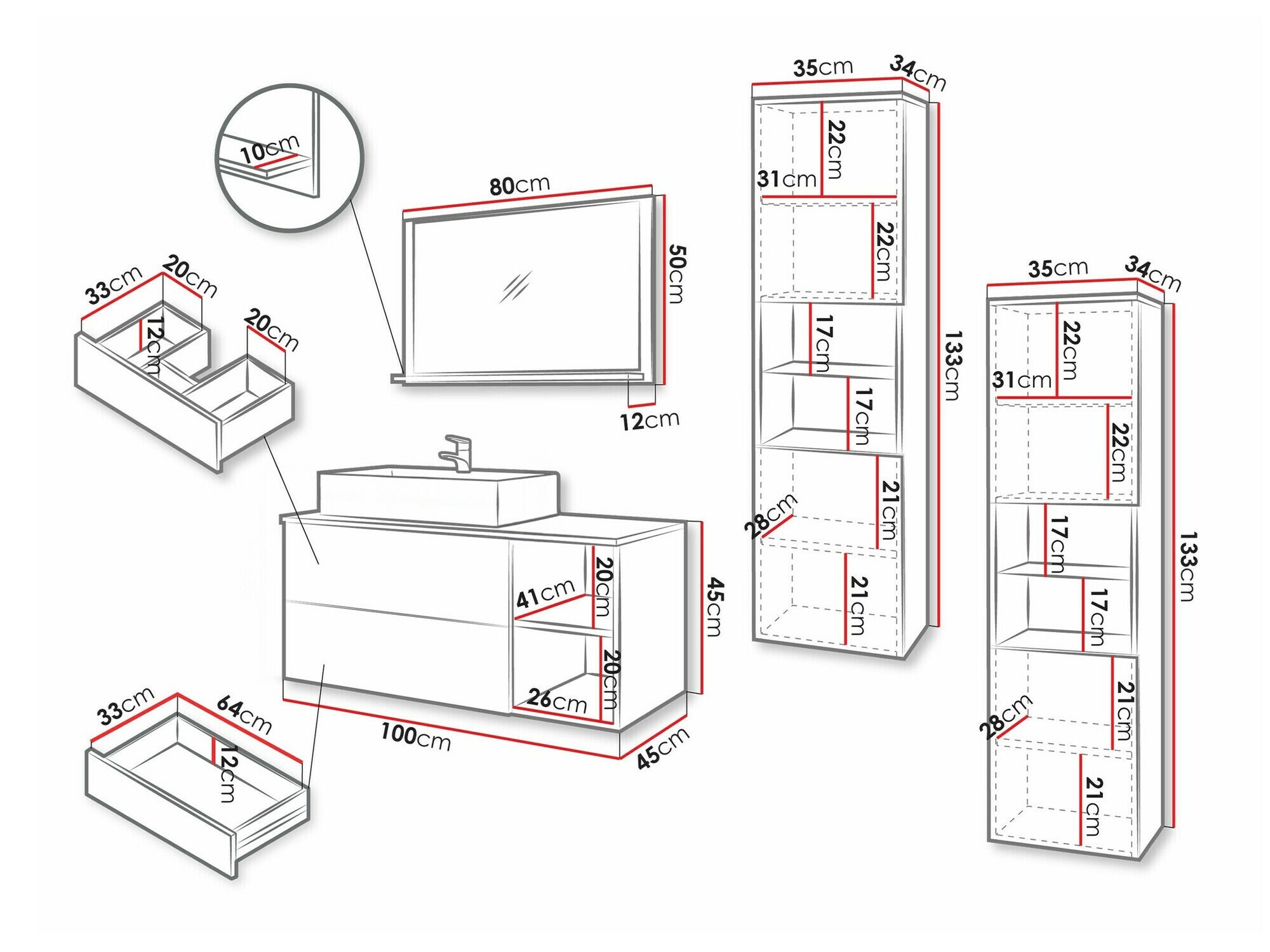 Set bagno Nauta II (Cachemire + Quercia)
