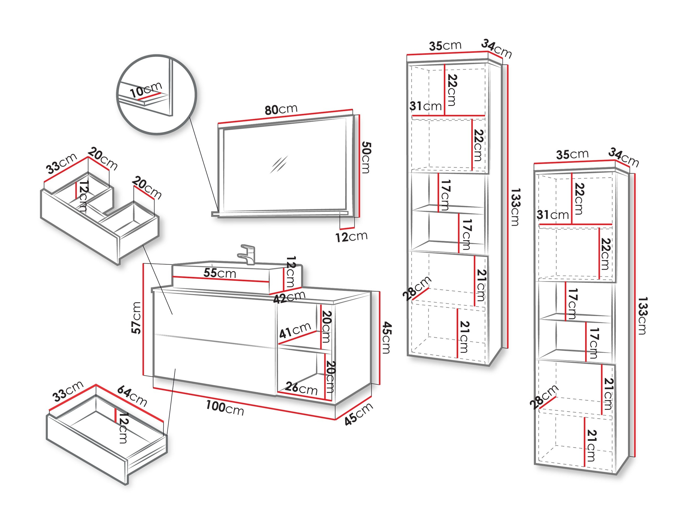 Set bagno Nauta II (Cachemire + Quercia)
