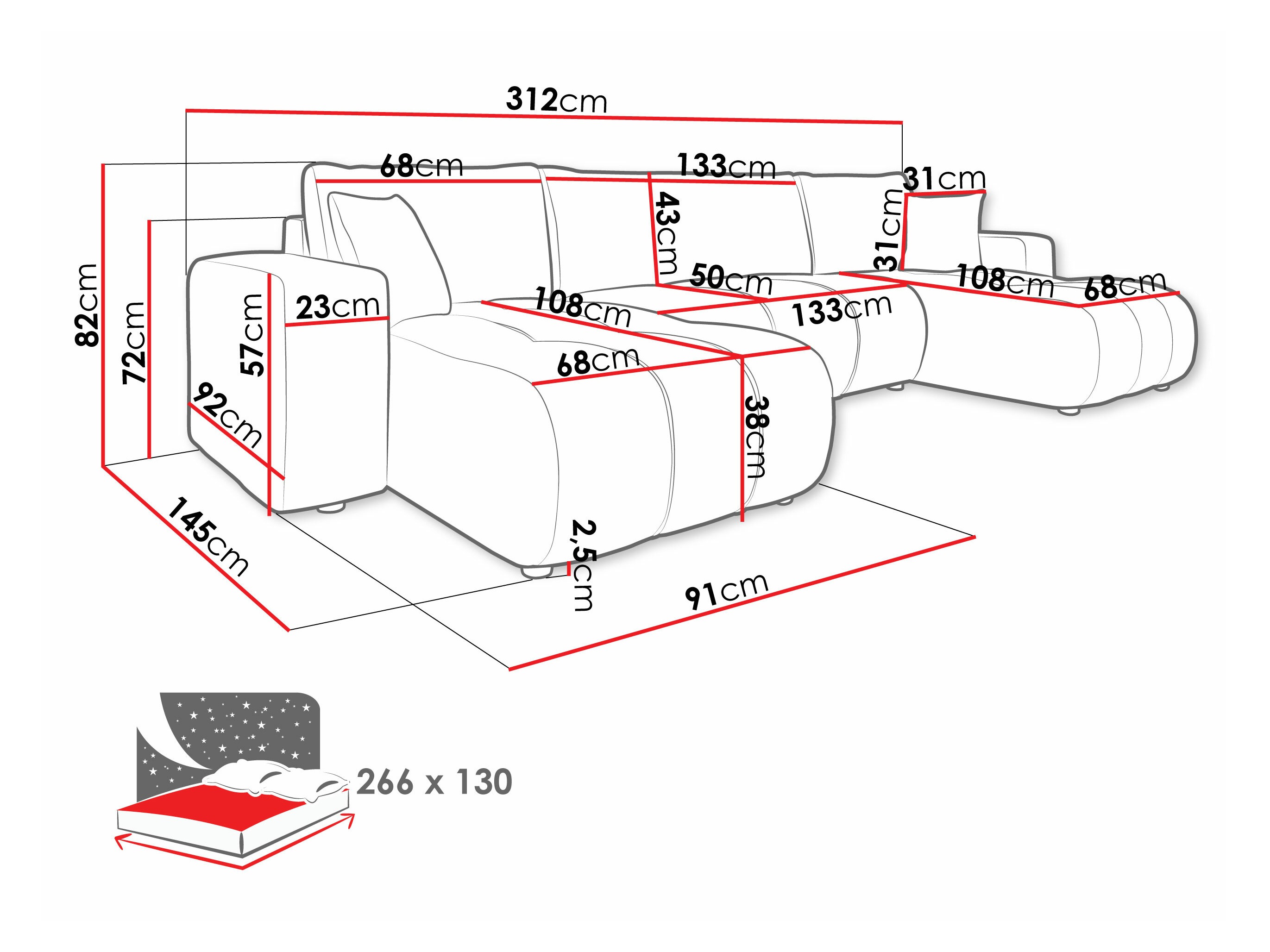 Divano angolare Comfivo Laurus II (Velo 623)