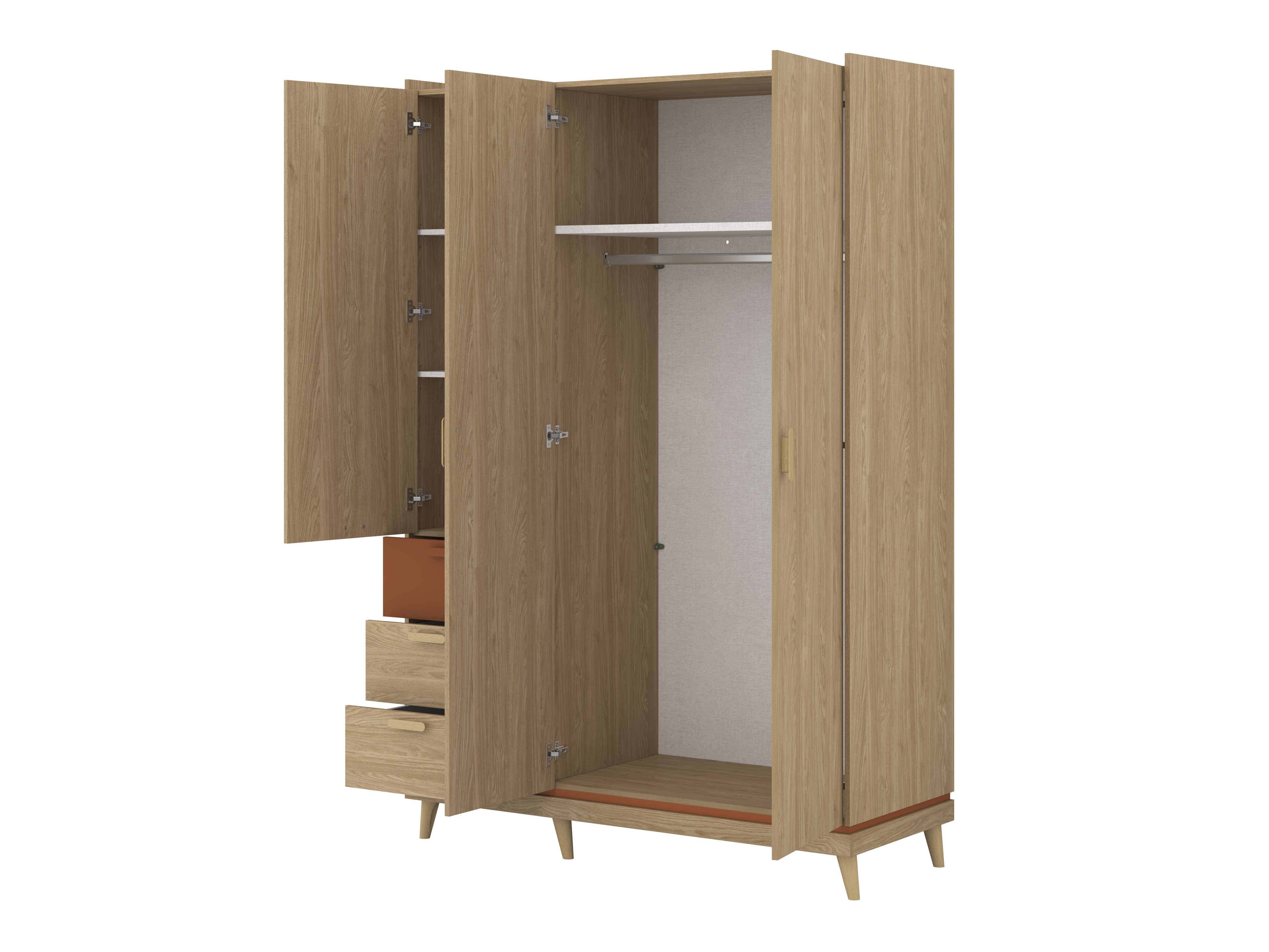 Armadio Fertalu 100 (Quercia + Arancione)