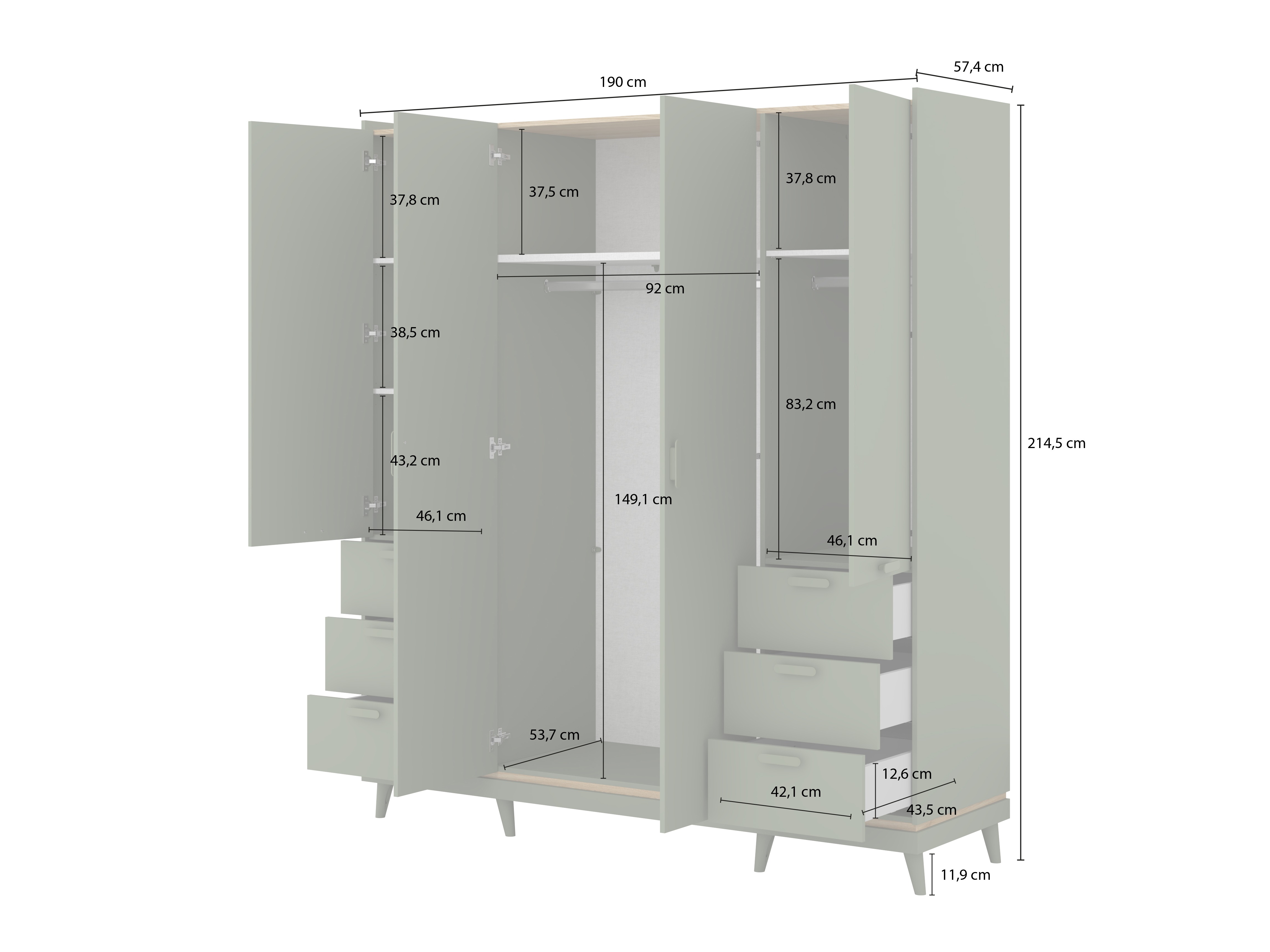 Armadio Fertalu 101 (Verde + Quercia)